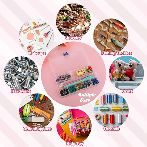 Miniatura 7 de WLLHYF Caja organizadora de plástico transparente de 15 rejillas, caja de almacenamiento para manualidades, manualidades, joyería, aparejos de pesca