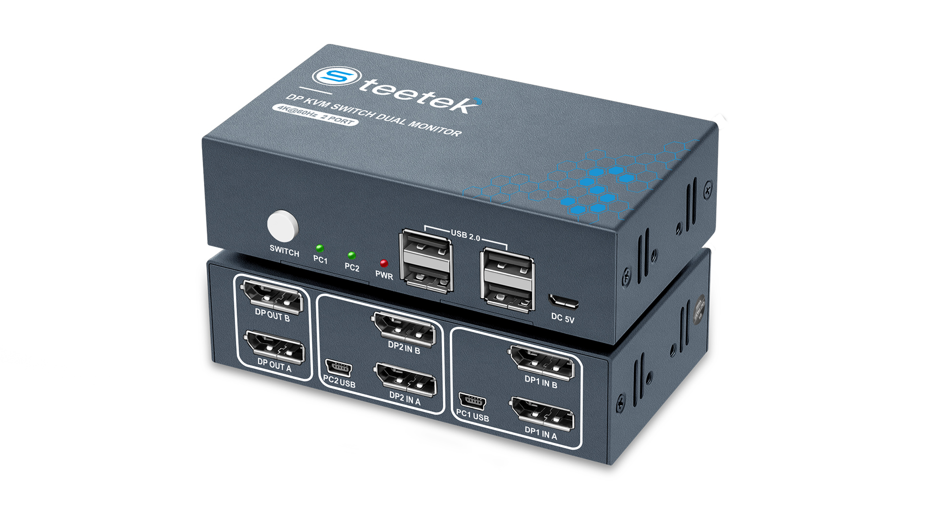 Watch Steetek USB 2.0 DP KVM Switch Dual Monitor 4K@60Hz on Amazon