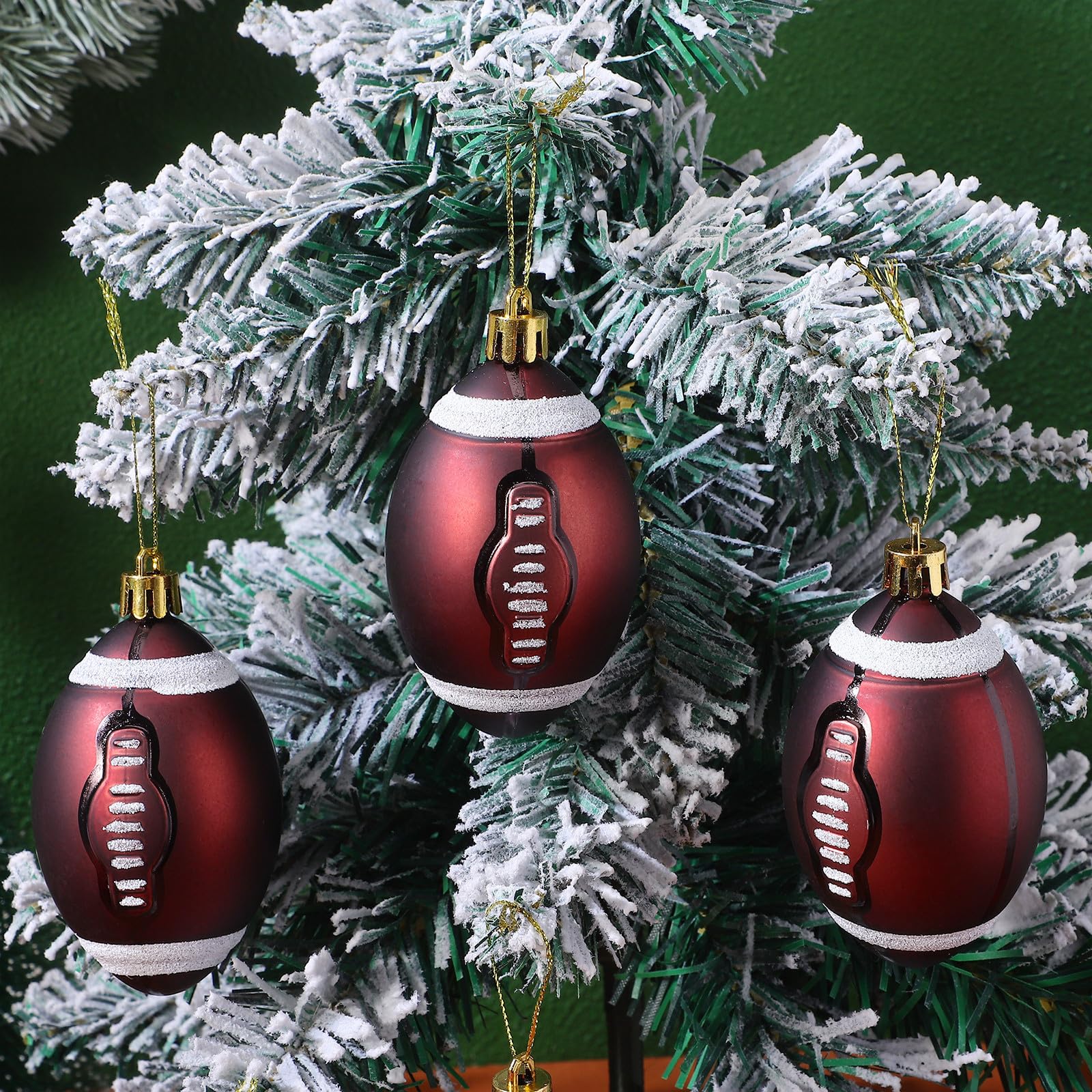 PACKOVE Rugby 6cm Große 6 Stück aus Bruchsicherem Kunststoff Weihnachtskugeln Christbaumkugeln für Weihnachtsbaum und Hochzeitsdekoration