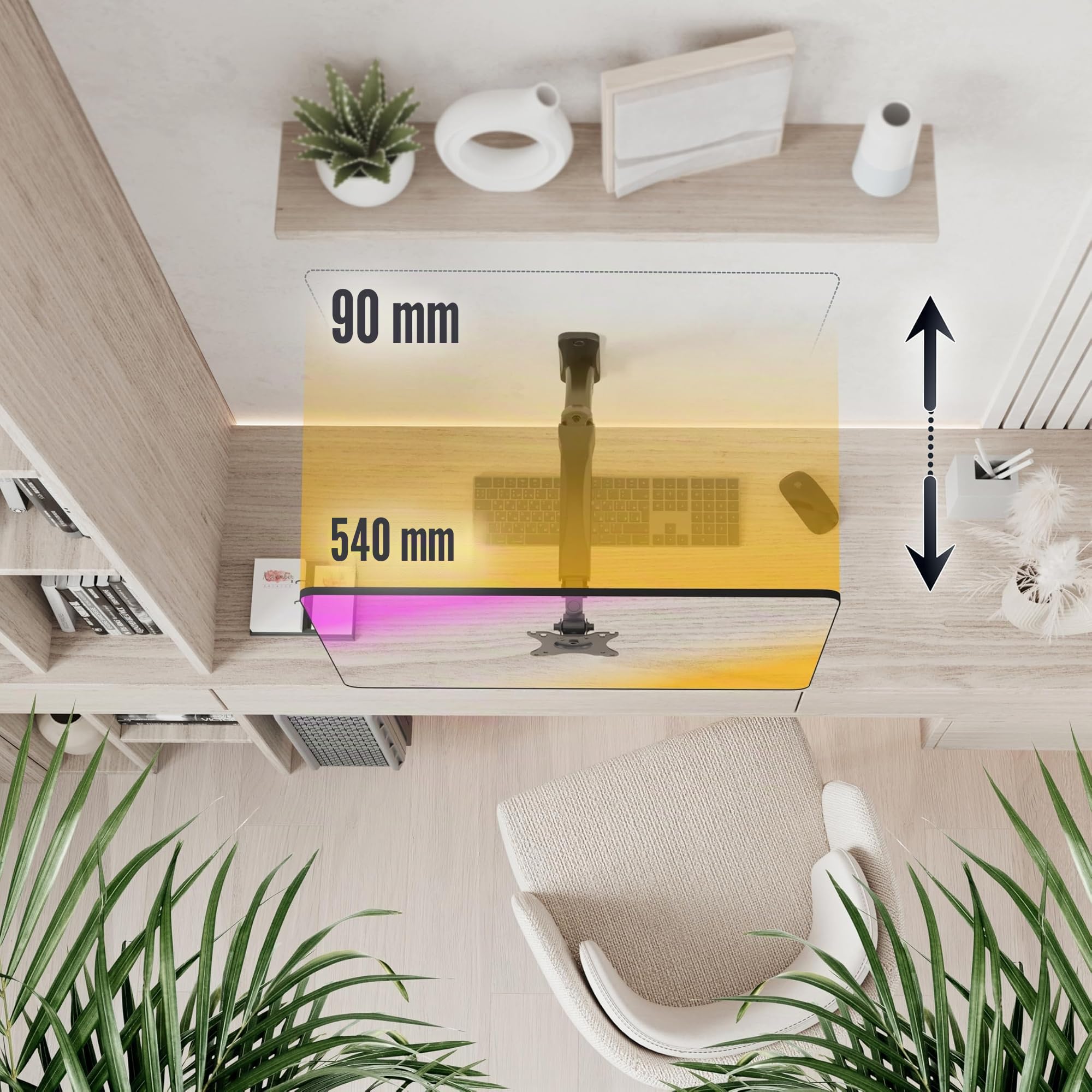 RICOO S4611 Support Mural Écran PC TV 13 17 19 22 24 27 28 32 34 Pouces VESA 75x75 100x100 Orientable Inclinable Rotatif Universel Fixation Murale TV QLED OLED LED LCD Écran incurvé