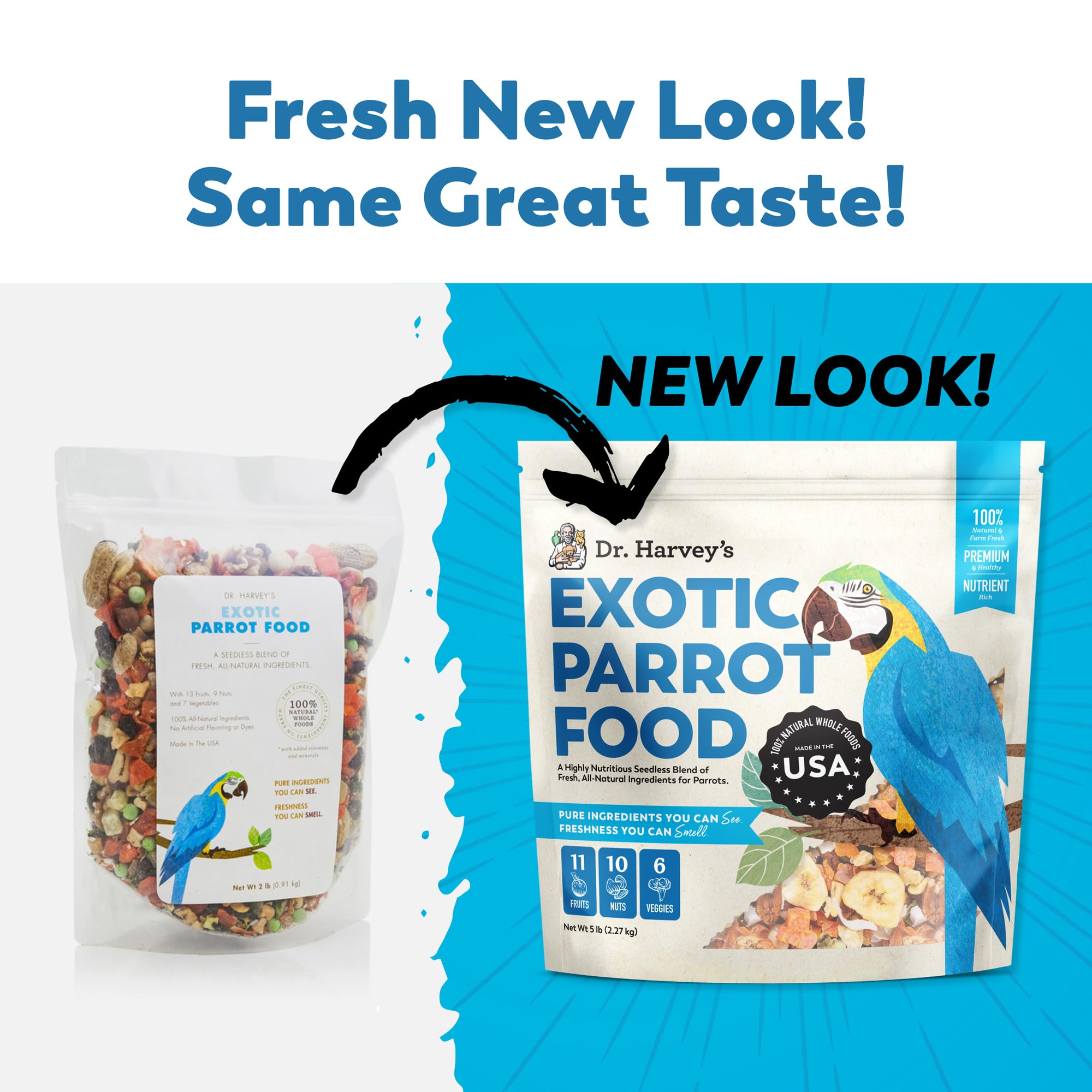 Dr. Harvey's Exotic Parrot Blend, Seedless Blend of Natural Food for Large Parrots