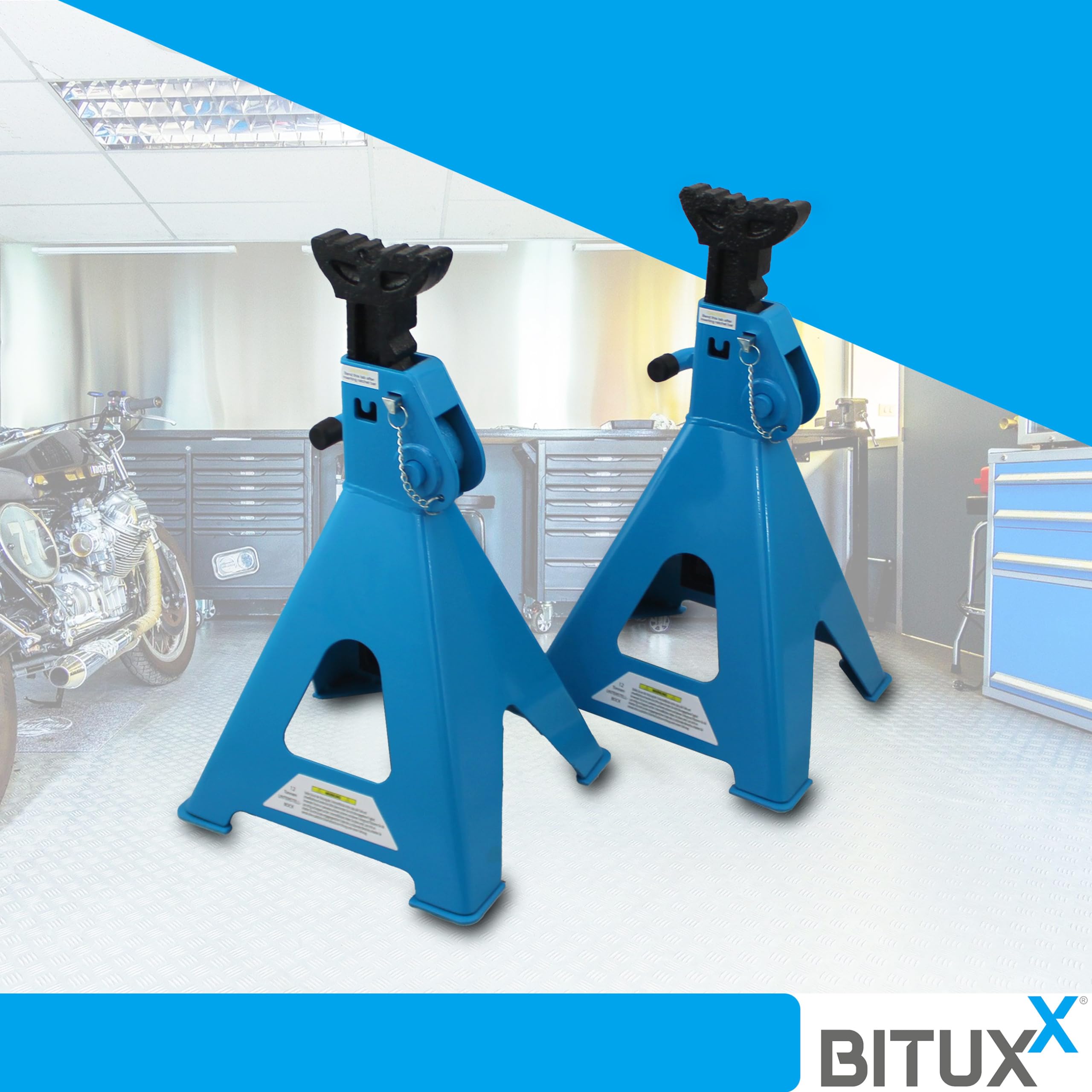 BITUXX® 2 x Schwerlast LKW Unterstellböcke Auto PKW Abstellbock Stützbock Heber 12000kg 12T