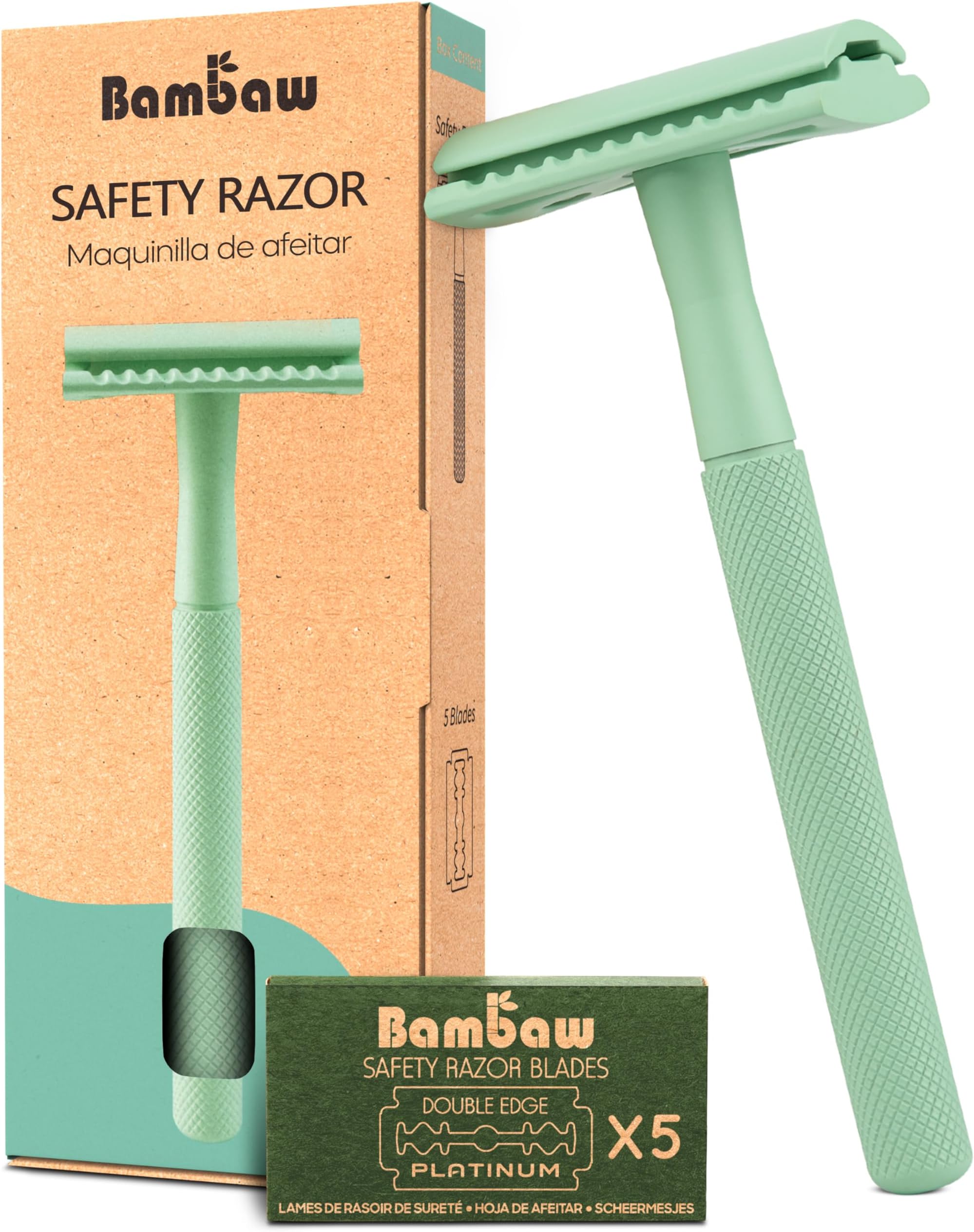 Bambaw Metal Safety Razor | Mint Green | Plastic Free Safety Razor |