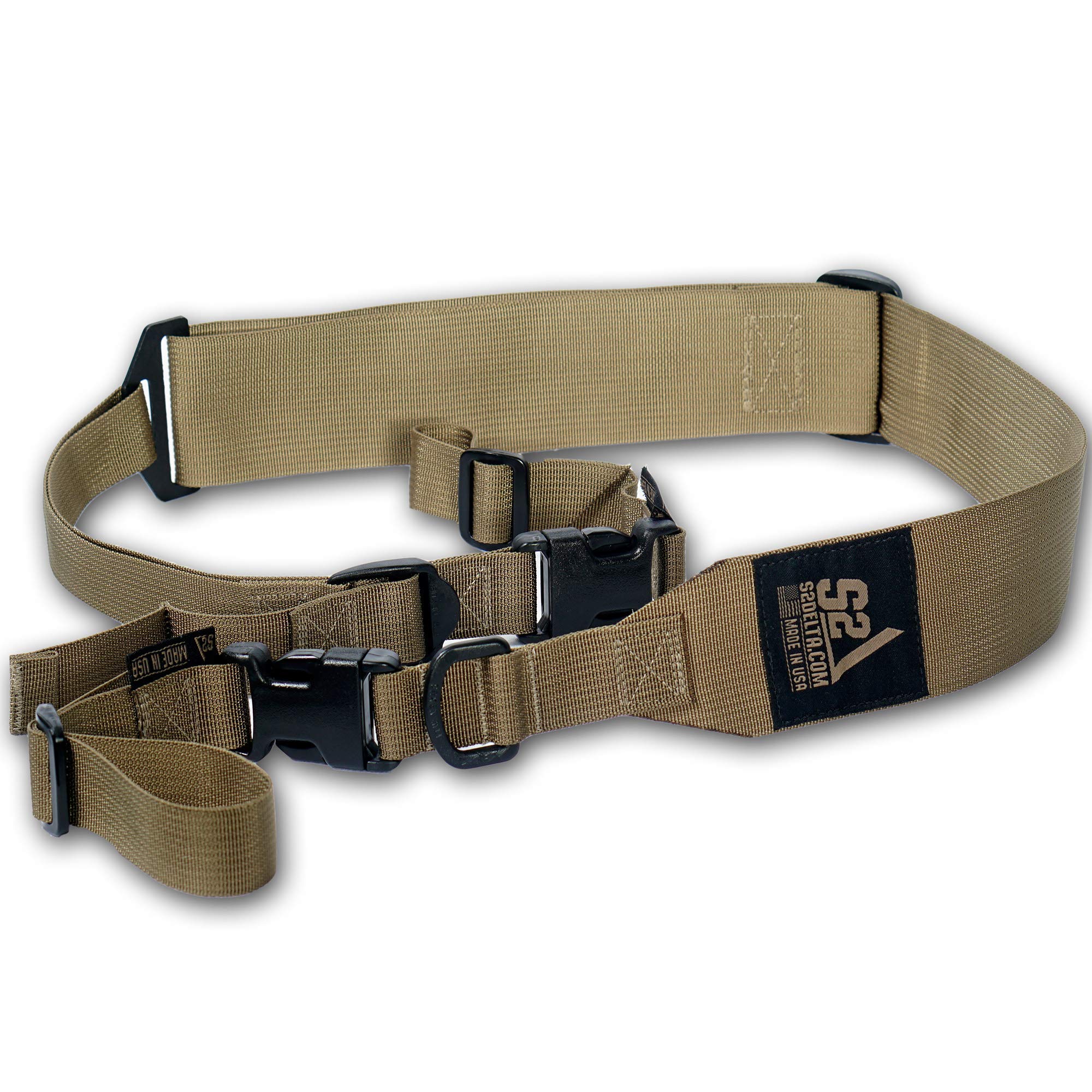 S2Delta - USA Made Premium 2 Point Rifle Sling, Fast Adjustment, Modular Attachment Connections, Comfortable 2” Wide Shoulder Strap