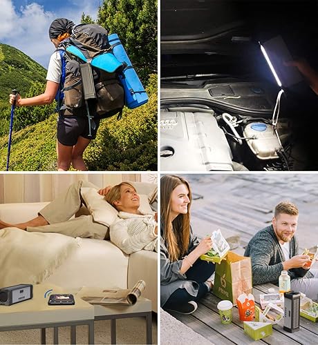 Miniatura 6 de Altavoz solar Bluetooth, IPX7, impermeable, portátil, de 20 W, con 27 luces LED, batería de 5000 mAh, micrófono, tarjeta TF, para ducha al aire