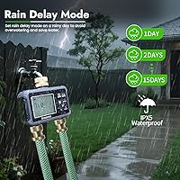 Vista 6 de Insoma Temporizador de agua con entrada y salida de latón, 2 zonas independientes, temporizador de manguera al aire libre para grifo de jardín