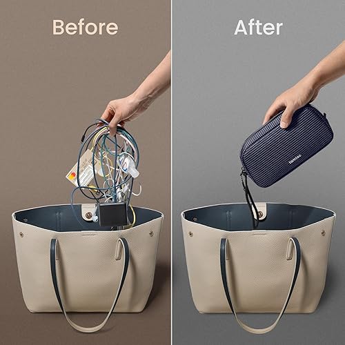 Vista 33 de tomtoc Estuche organizador de accesorios de viaje para electrónicos y cables, para teléfono, Airpods, unidad USB y artículos diarios y esenciales