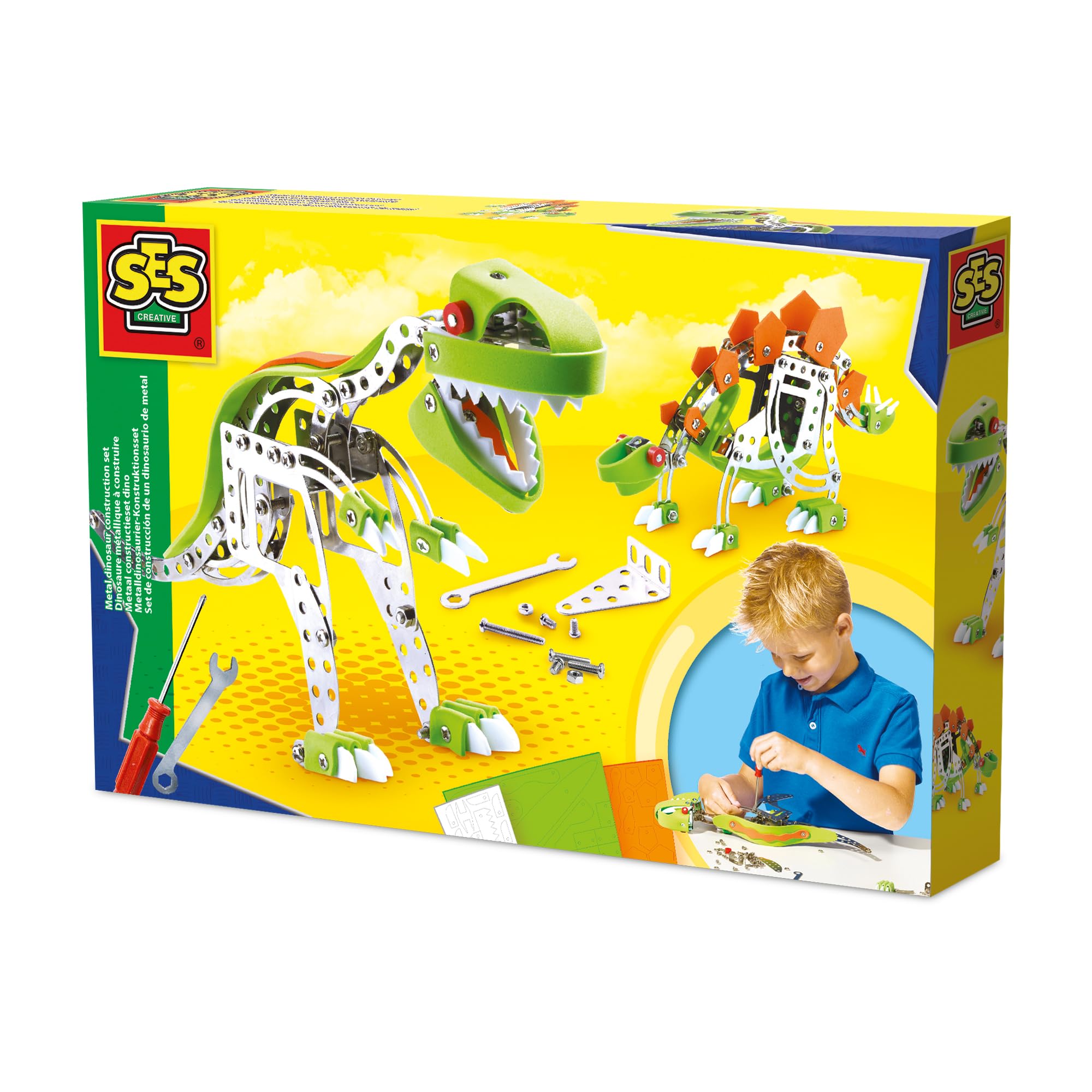 SES Creative 14958 Metal Dinosaur Construction Set, Mixed