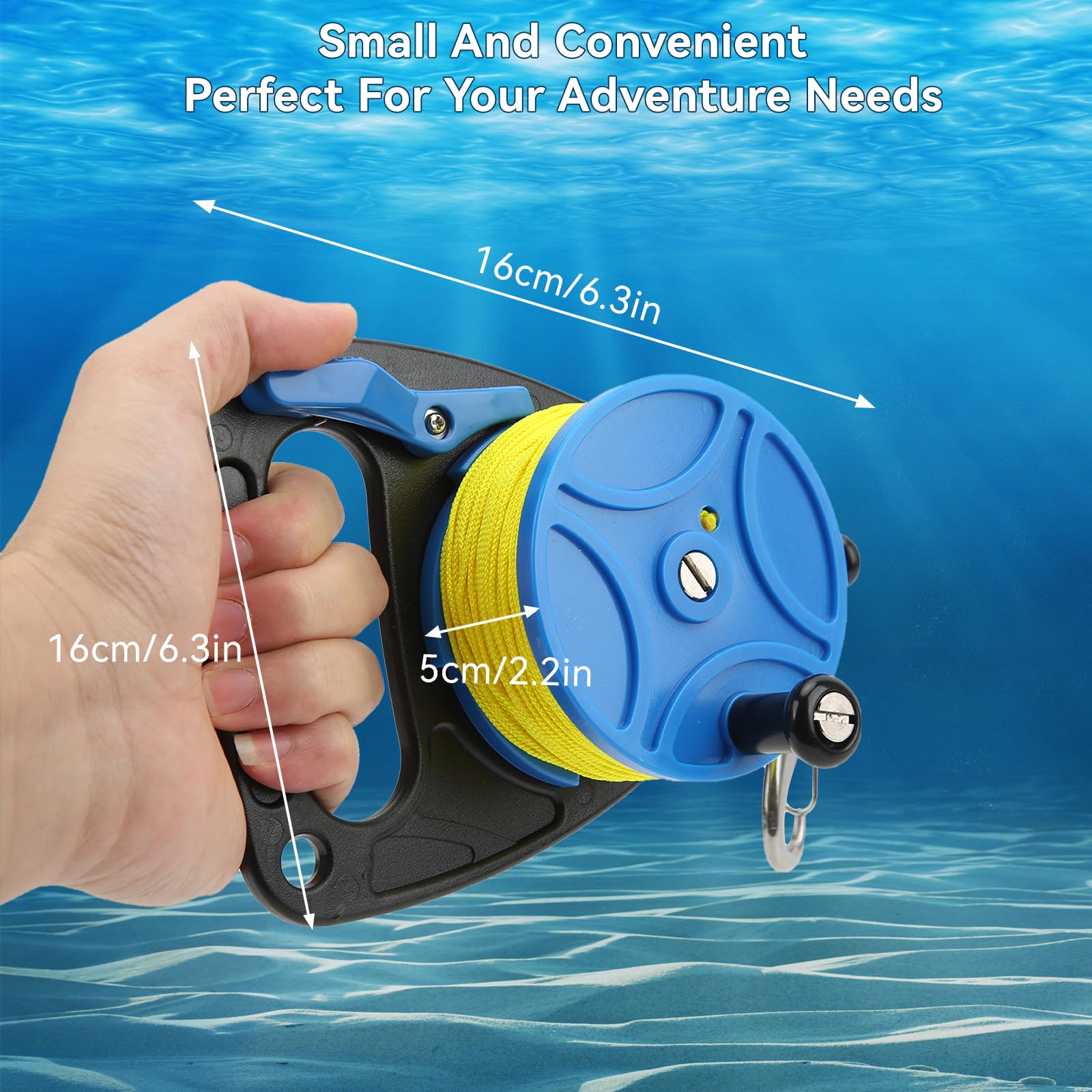 Mulinelli da Immersione Bobina di Corda di Ancoraggio Mulinello da Dito Multiuso con Clip Cavo da 83 M, Mulinello per Fucile Subacqueo Fucile Subacqueo per Pesca Subacquea con Mulinello