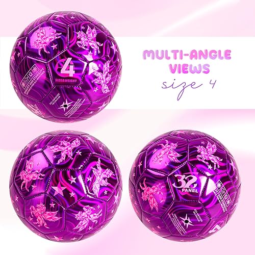 Miniatura 7 de Balón de fútbol para niños, tamaño 2, 3, 4, unicornio con purpurina, dinosaurio, para niños pequeños de 1 a 3, 3, 8, 8 a 12 años, pelota inflable