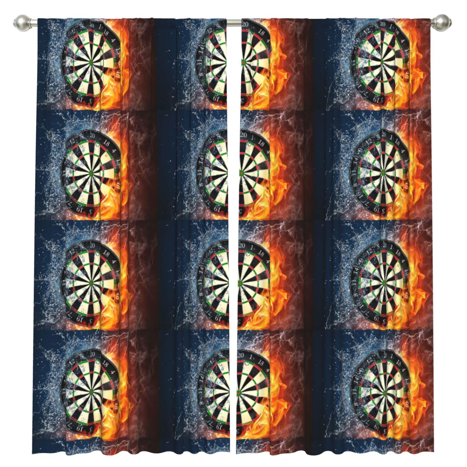 InOmak Dart Board Printed, 2 Panels Window Curtains 52 x 84 Inch Blackout Curtains for Living Room Bedroom