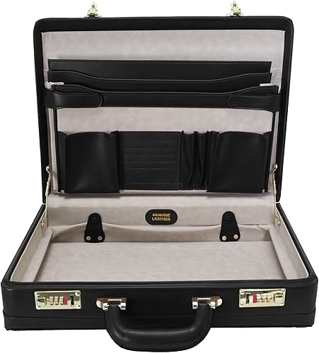 Miniatura 2 de McKlein Harper, Maletín de negocios expandible de cuero de 4.5 pulgadas, maletín para computadora y tableta, maletín para computadora portátil,