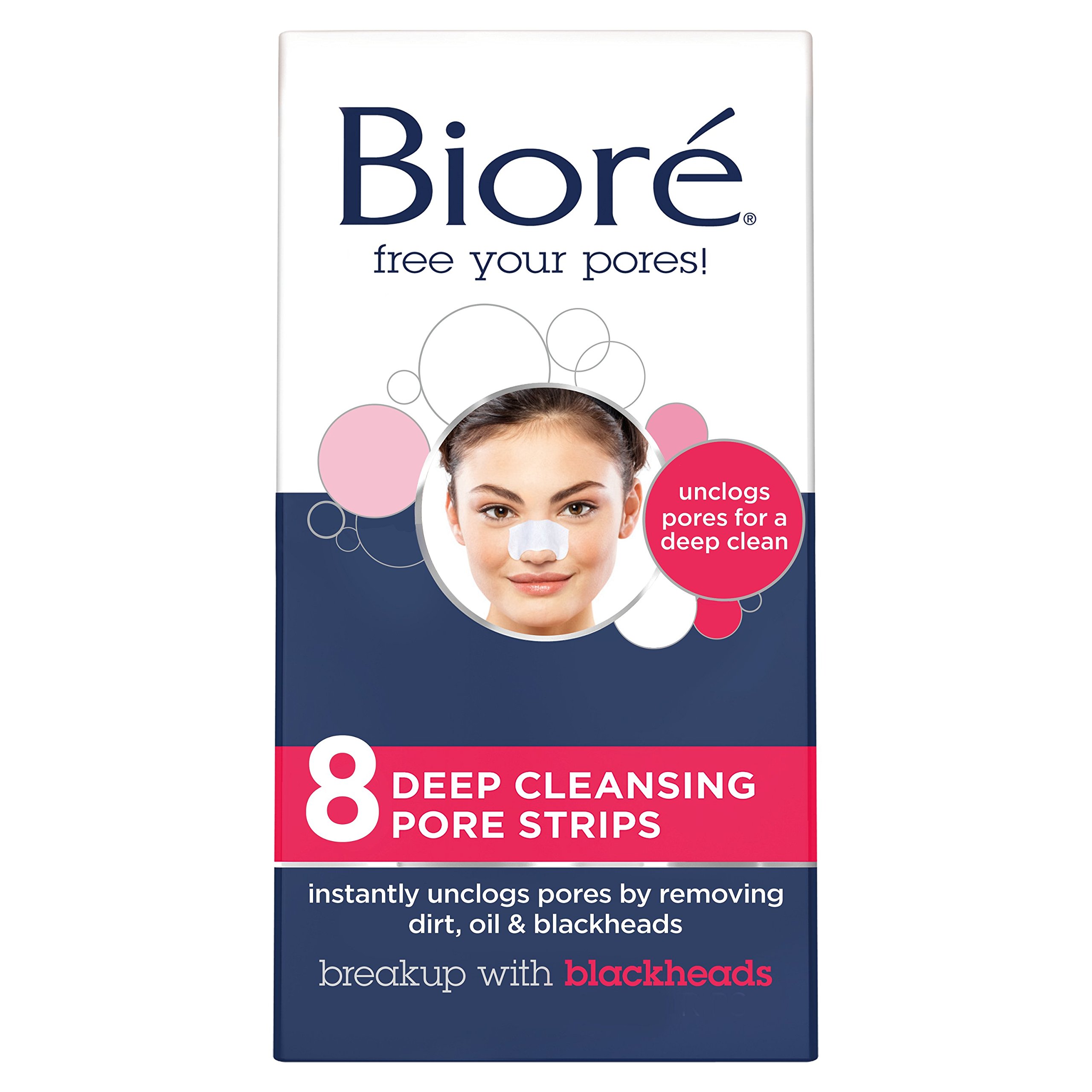 Bior?© Original, Deep Cleansing Pore Strips, 8 Nose Strips for Blackhead Removal, with Instant Pore Unclogging, features C-Bond Technology, Oil-Free, Non-Comedogenic Use