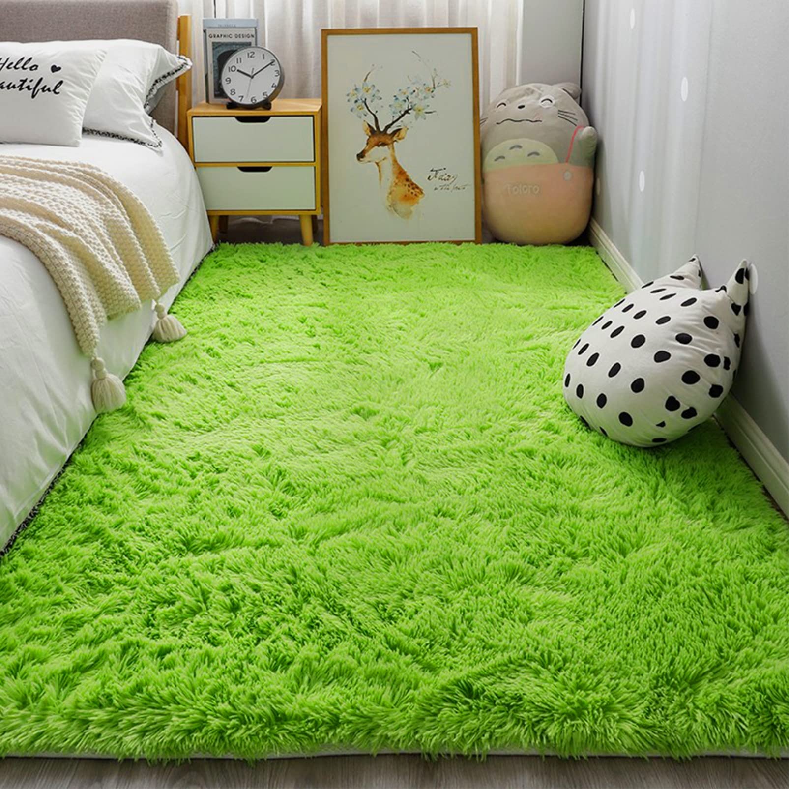 Tapis moelleux facile d'entretien en peluche beige 40x60cm