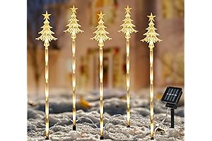 5 Pcs Acrylic Christmas Tree Solar Pathway Stakes Lights