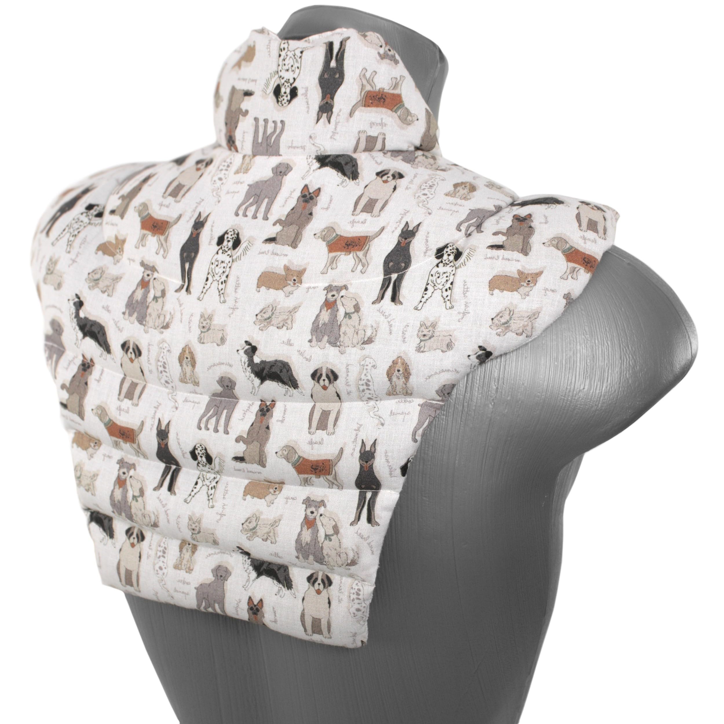 Cojín térmico para las vértebras cervicales – Cuello + hombros + espalda. Algodón biológico Perros. Almohada térmica con huesos de cerezas. Cojín de nuca. Saco térmico.