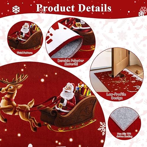 Miniatura 3 de U'Artlines - Alfombra de pasillo navideña 2x6 pies, alfombra de cocina estilo granja, lavable, antideslizante, alfombra de área para cocina