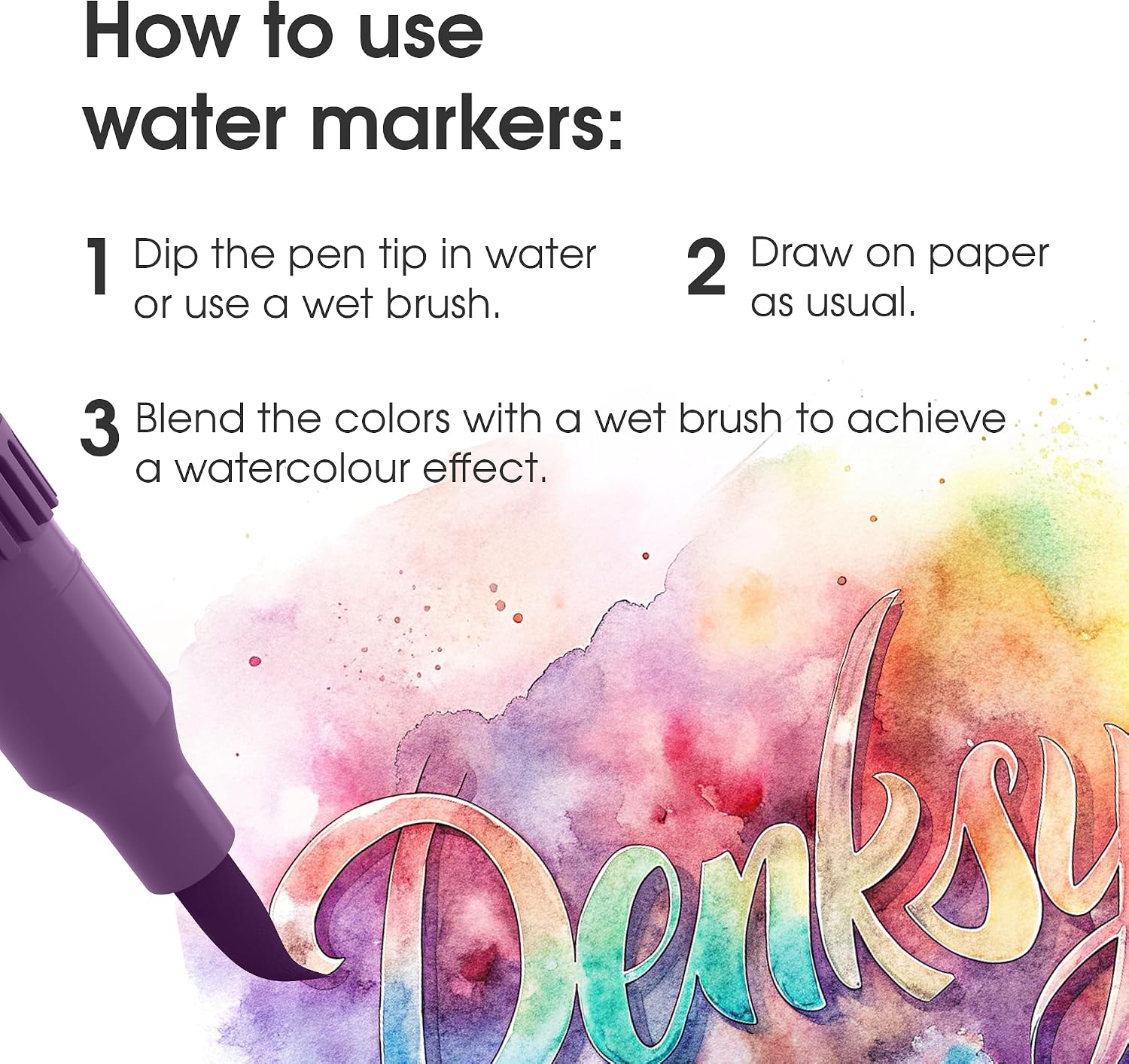 48 Watercolor Markers Set | Water Color Pens with Brush & Fineliner, Water-Based Art Markers | Dual Tip Markers for Adult Coloring, Lettering, Calligraphy, Sketching, Journaling & Illustration