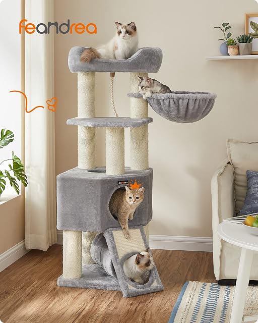 Foto 2 de 8 de Feandrea Árbol Grande para Gatos, Rascador Tamaño M, 50 x 50 x 141 cm
