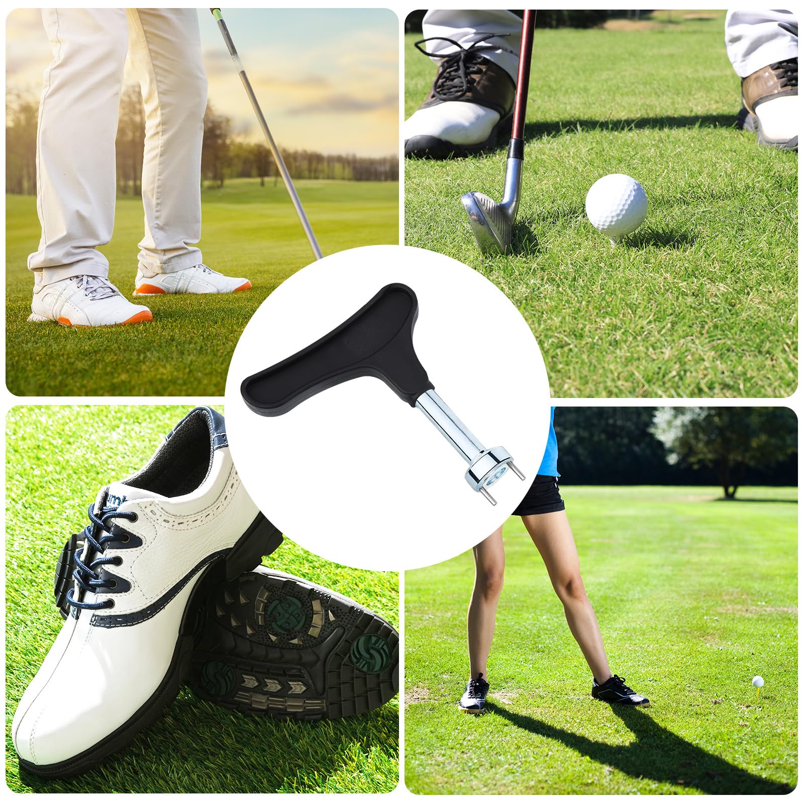 Gosknor 2 uds Llave Tacos Zapato de Golf, Multifunción Herramienta para Quitar Clavos Zapatos de Golf Llave Ajuste Calas Universal Herramienta Reemplazo Clavos para Zapatos Duradera y de Fácil Agarre