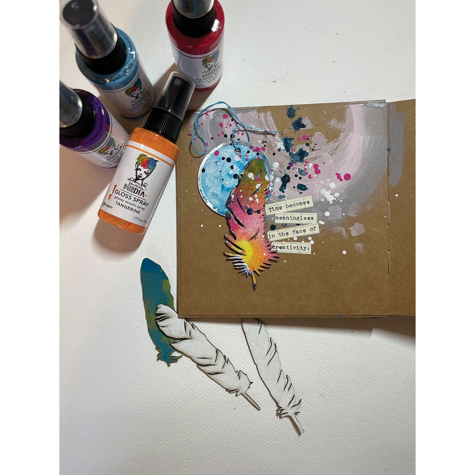 Ranger Dina Wakley Media Chipboard Shapes Feathers Pack of 5