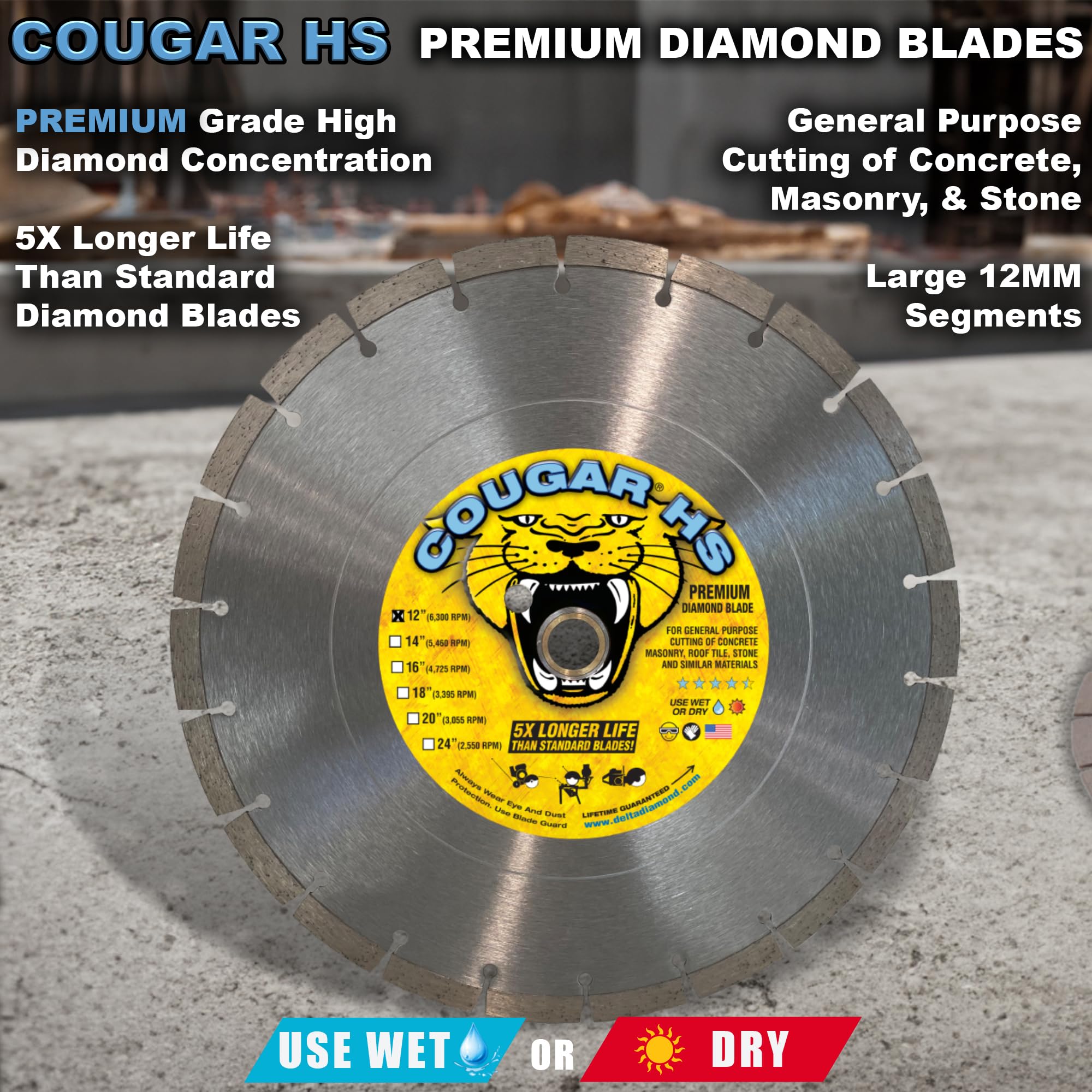 10" Premium Segmented Diamond Saw Blade For Cutting Concrete, Bricks
