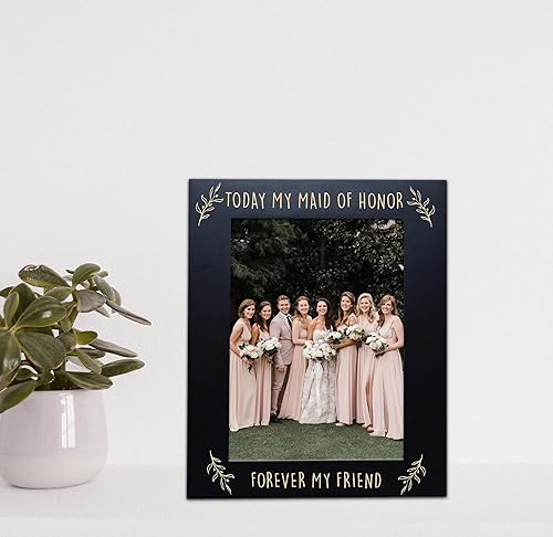 Miniatura 2 de XJF Marco de fotos grabado para dama de honor  Today My Maid of Honor Forever My Friend, regalo de boda para dama de honor de novia, regalo de dama