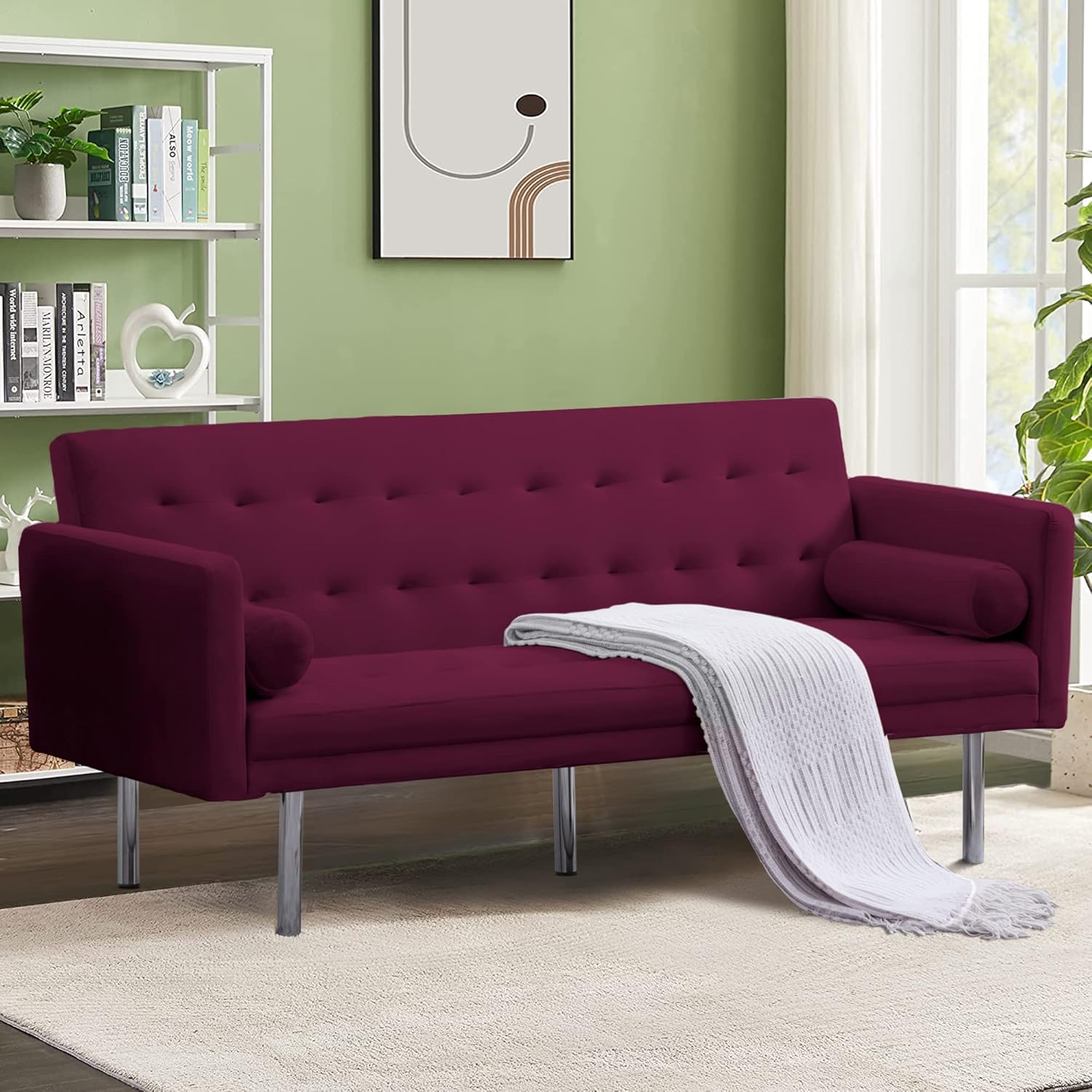 SUMKEA Futon Tufted Back Convertible Sofa, 68” Twin Size