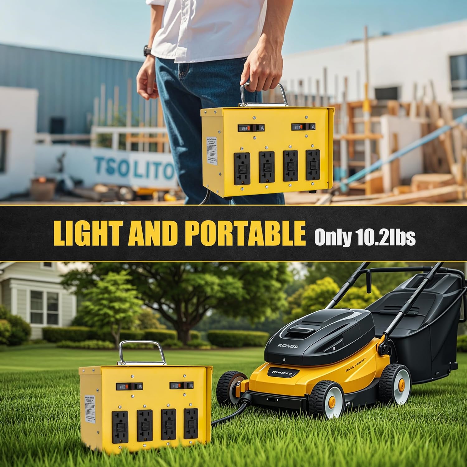 30A Power Distribution Box, 8 Outlets, GFCI Protected, Durable Steel Enclosure, Parts ETL Listed Temporary Spider Box Electrical for Emergency Use