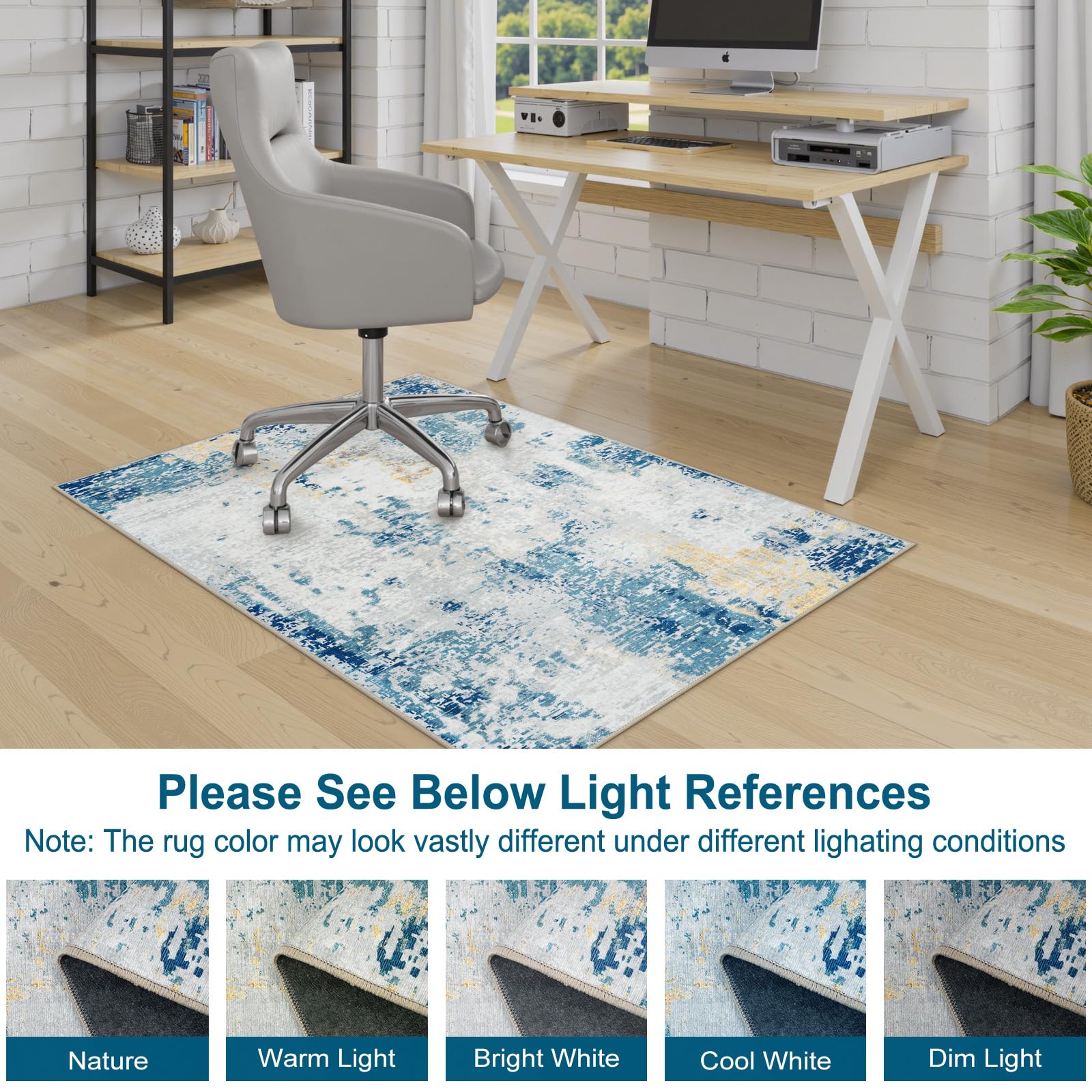 36x48 Office Chair Mat For Hardwood Floors - Anti-Slip Desk Mat For Rolling Chairs, Abstract Design