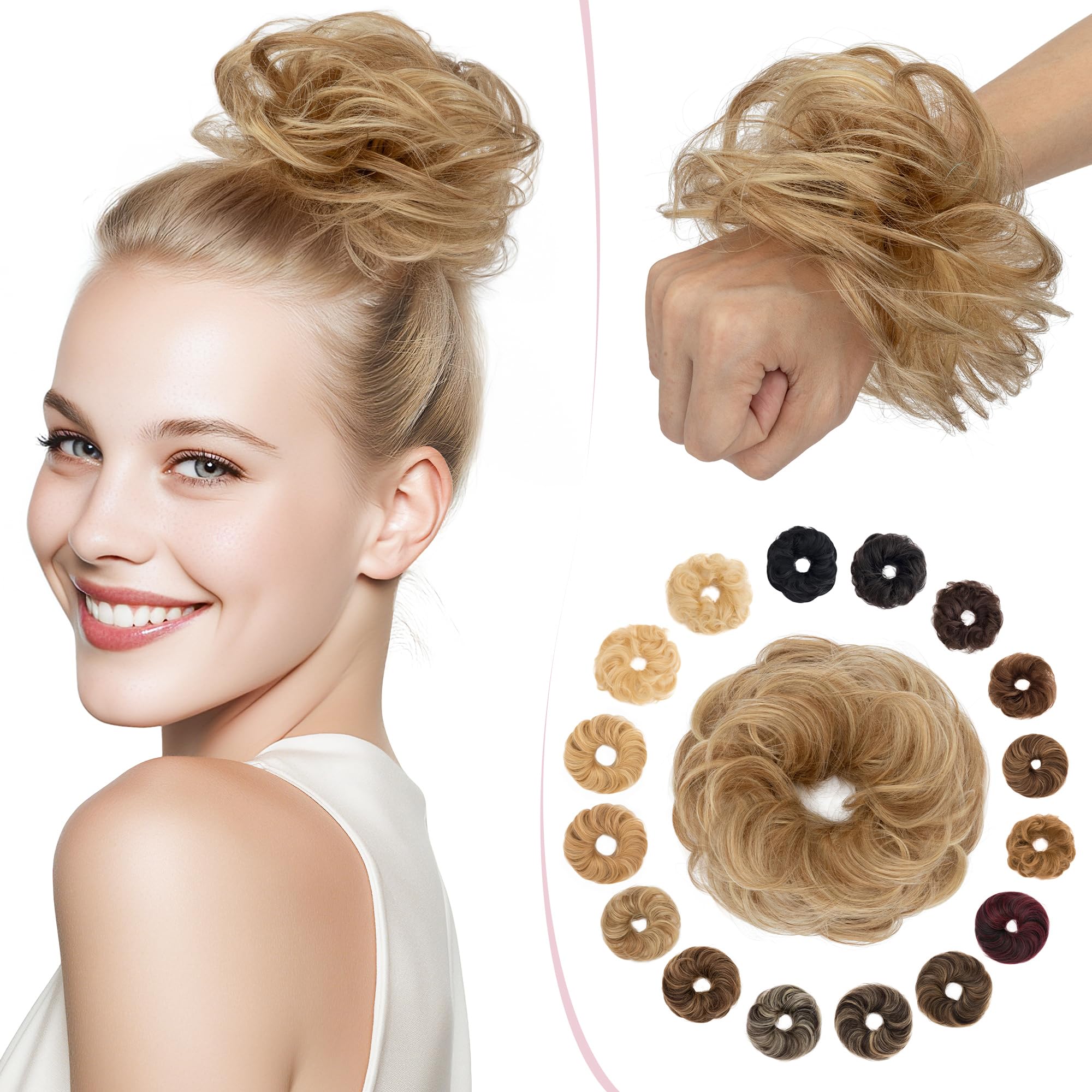 SEGO Pro Haarteil Mit Gummiband Echthaar Dutt Haarteil Echthaar Haargummi Mit Haaren Glatt Hair Messy Bun Hochsteckfrisuren Haarverlängerung für Damen Mädchen