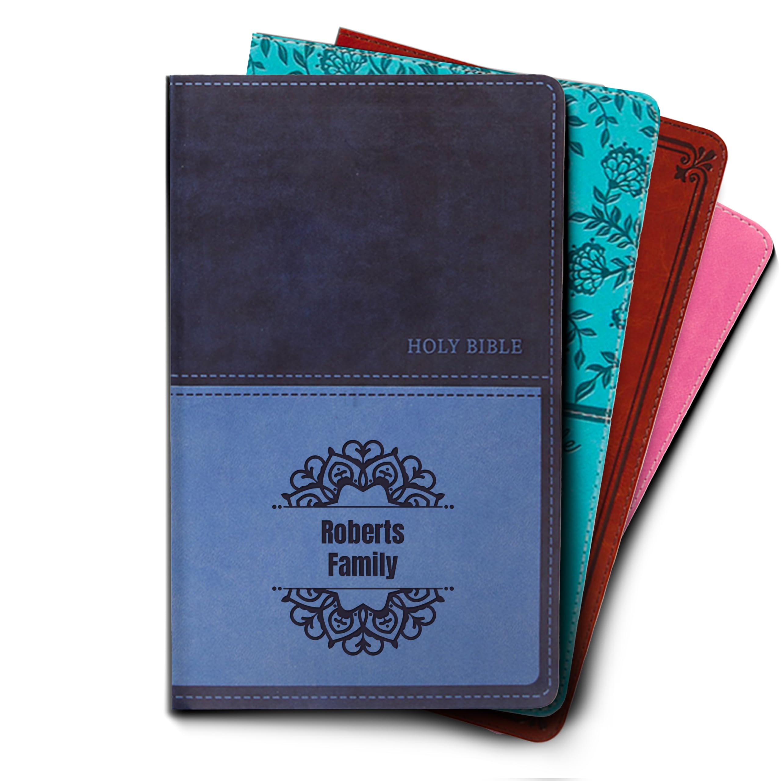 Hope Harbor Personalized Gift Bible with Custom Name Engraved, KJV, Navy, Value Thinline King James Version, Red Letter Edition, Comfort Print, Faux Leather