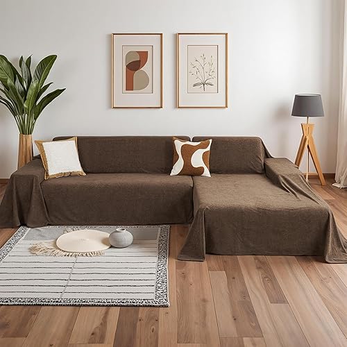 Miniatura 10 de MYSKY HOME Funda seccional para sofá para perros, 2 piezas de fundas para sofá en forma de L, funda para sofá lavable, protector de muebles, funda