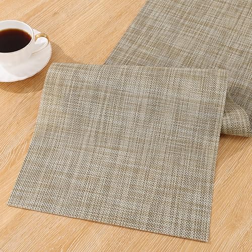 Miniatura 54 de SHACOS - Juego de 4 manteles individuales para mesa de comedor, de vinilo tejido reversible, manteles individuales fáciles de limpiar, Gris