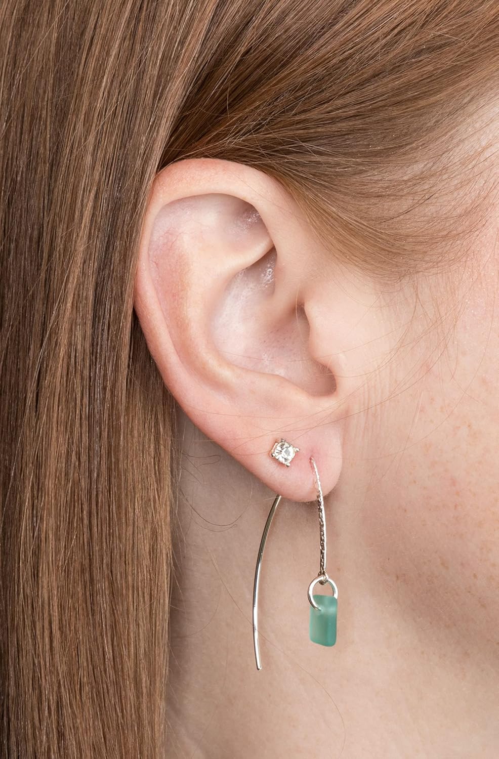 Sea Glass Sweep Earrings - Sterling Silver Drop Earrings by EcoSeaCo, using recycled and sustainable material. Handmade in the USA - Image 5