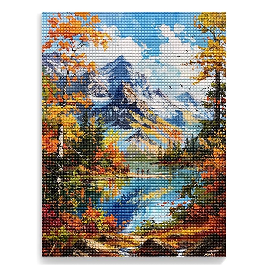 Amazon.com: CLIT Autumn Mountain Lake Diamond Art Painting