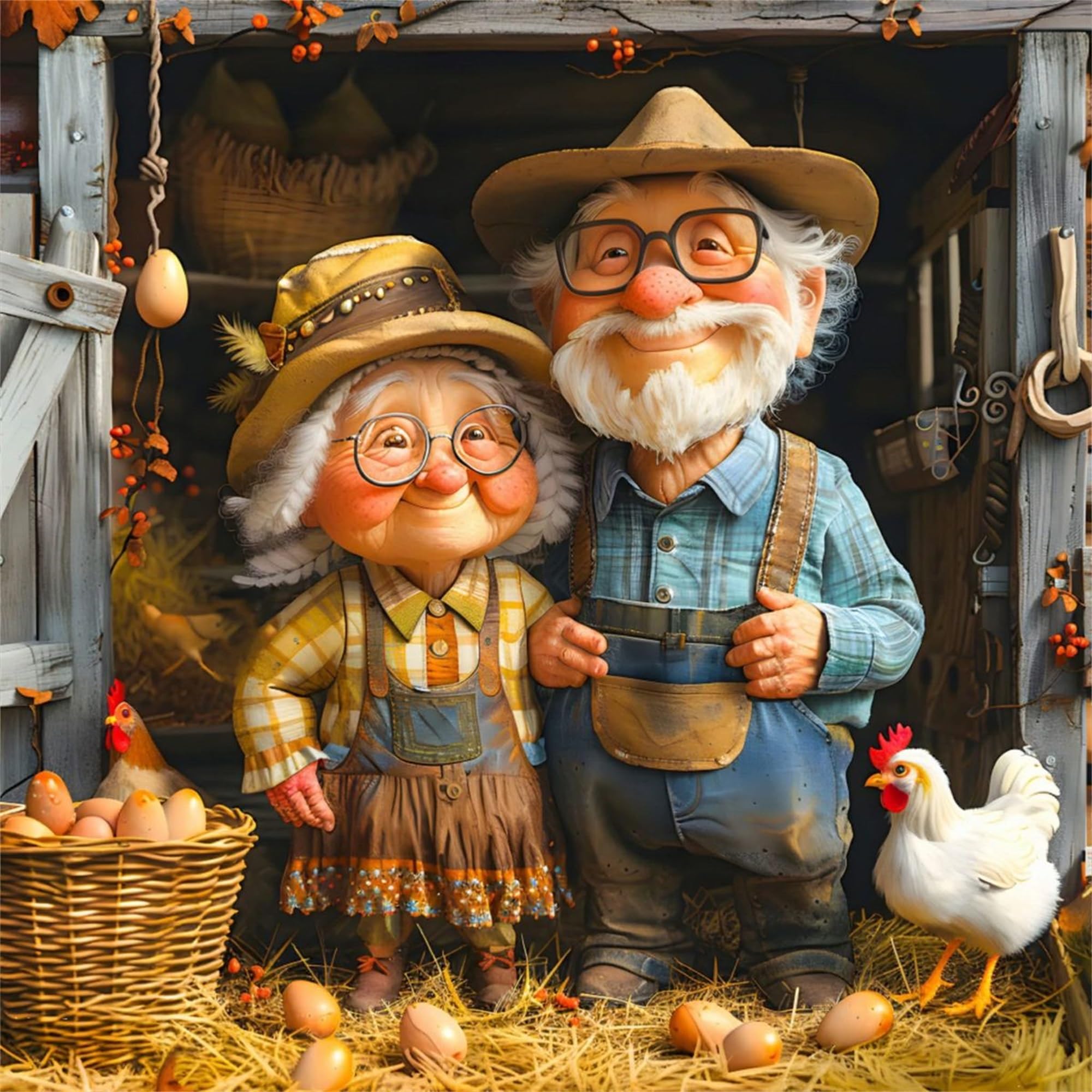 Wujiej Elderly Couple Adult Paint By Number Kits,Painting Kits On Canvas,Couple Large Color By Numbers Watercolor Gifts For Friends Home Wall Decor (Elderly Couple)