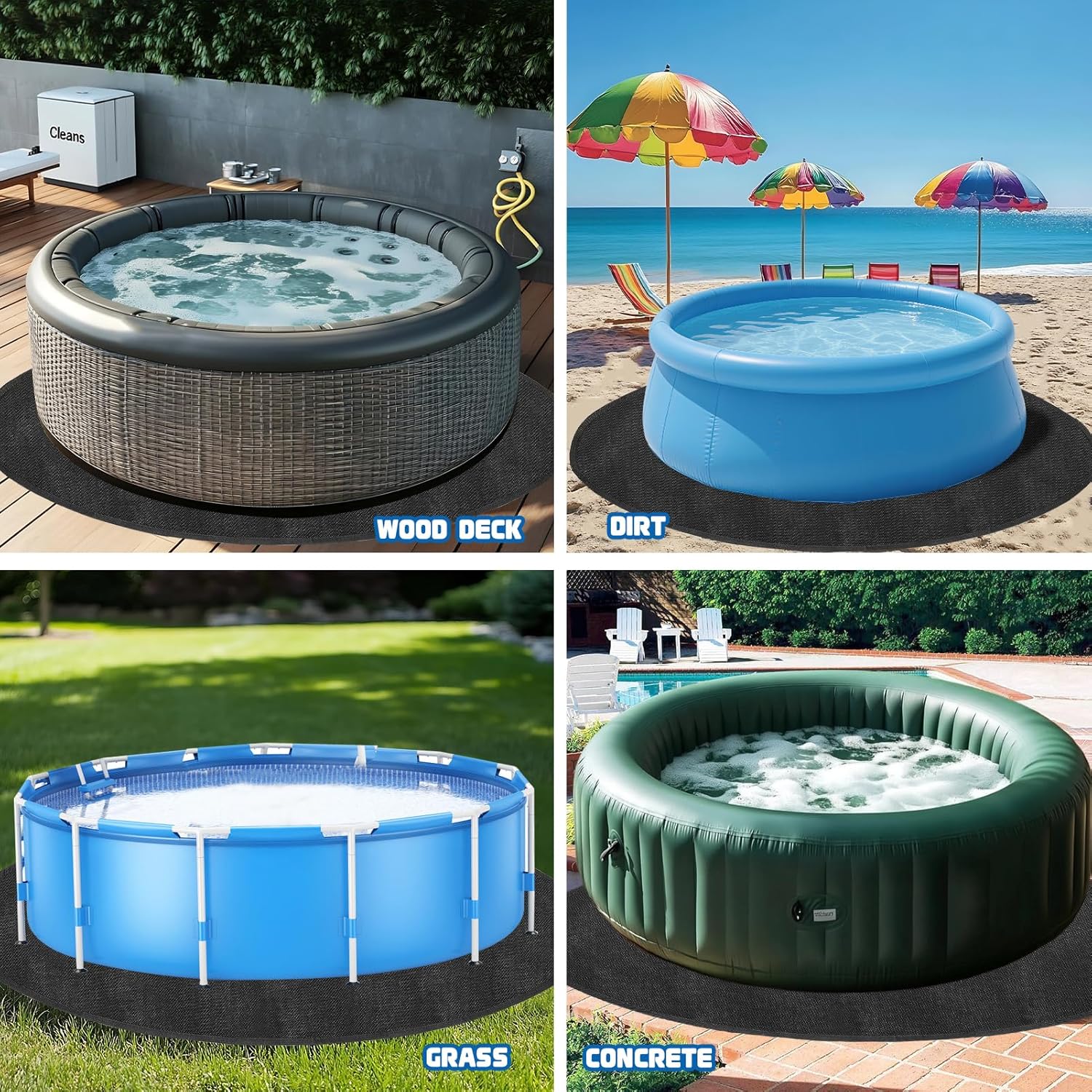 CIEOVO 8 FT Round Pool Liner Pad for Above Ground Swimming Pools - Protects Pool Liner Outdoor Pool Mat for Pool Bottom Liner Protector to Prevent Punctures Extend Liner Life