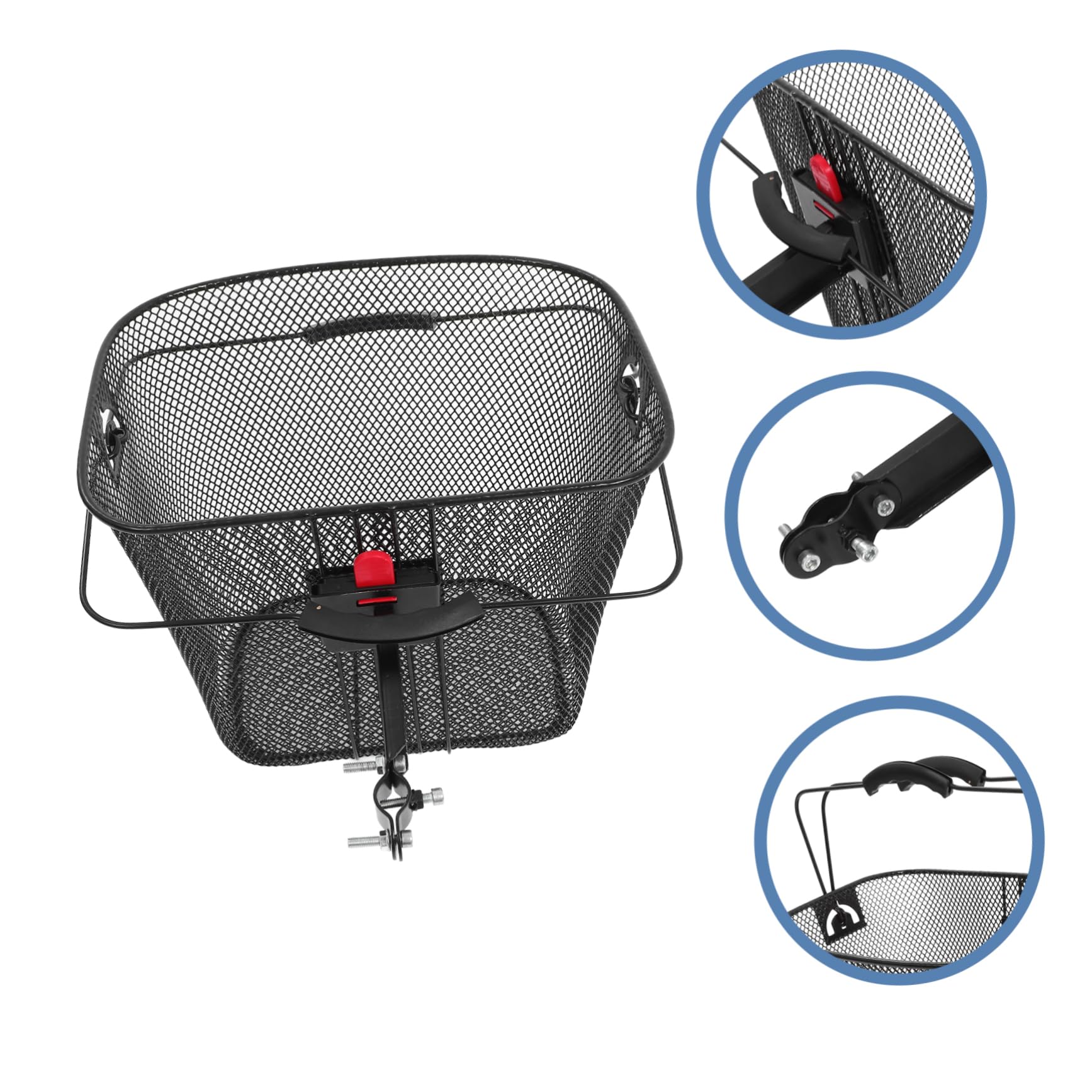 UPKOCH Cesta de Bicicleta Desmontable de Hierro y Plástico Negro | Uso Exterior, Estable y Resistente, Diseño Portátil, Compatible Manillar Delantero