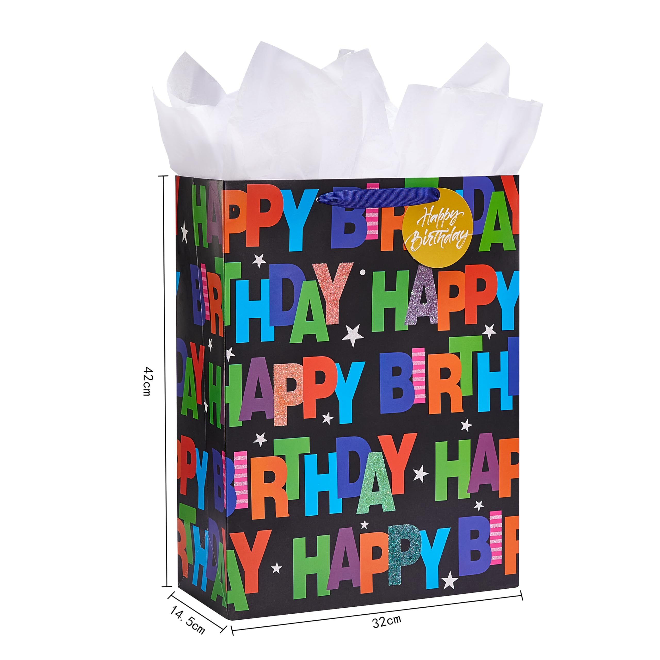 Bobobag 2 x 41,9 cm große Geschenktüte mit Seidenpapier für Geburtstagsparty (Luftballons)