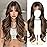 Esmee Long Wavy Brown Wigs for Women with Fringe Natural Synthetic Hair Wig for Daily & Party Use