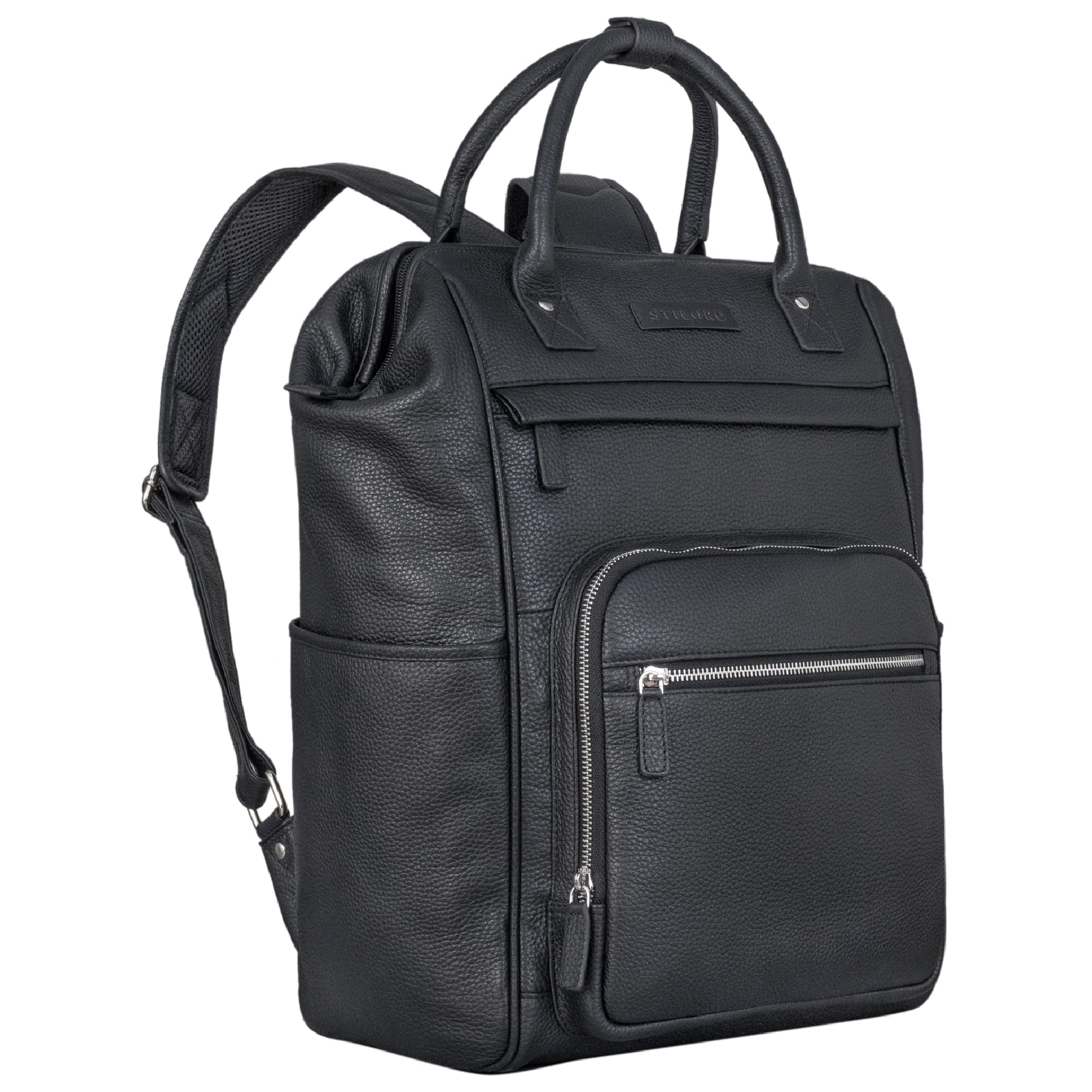 STILORD "Wendelin" Premium Zaino Porta PC 15,6 Pollici in Vera Pelle - Per Studenti, Notebook Vintage, Città Colore:nero