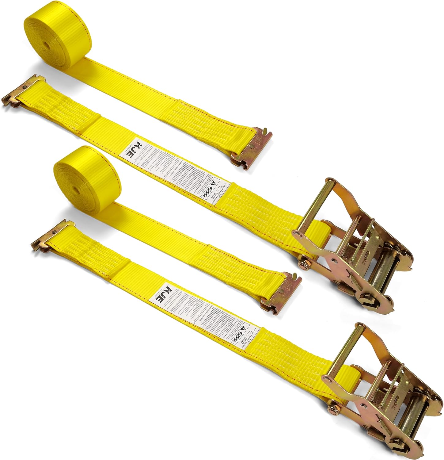 KJE 2 Pack E-Track Ratchet Straps, 2" x15' Heavy Duty Cargo Tie-Downs, 4500LBS Breaking Strength, Standard E Track Fitting Tie Down Ratcheting Strap for Cargo Vans, Trucks, Trailers