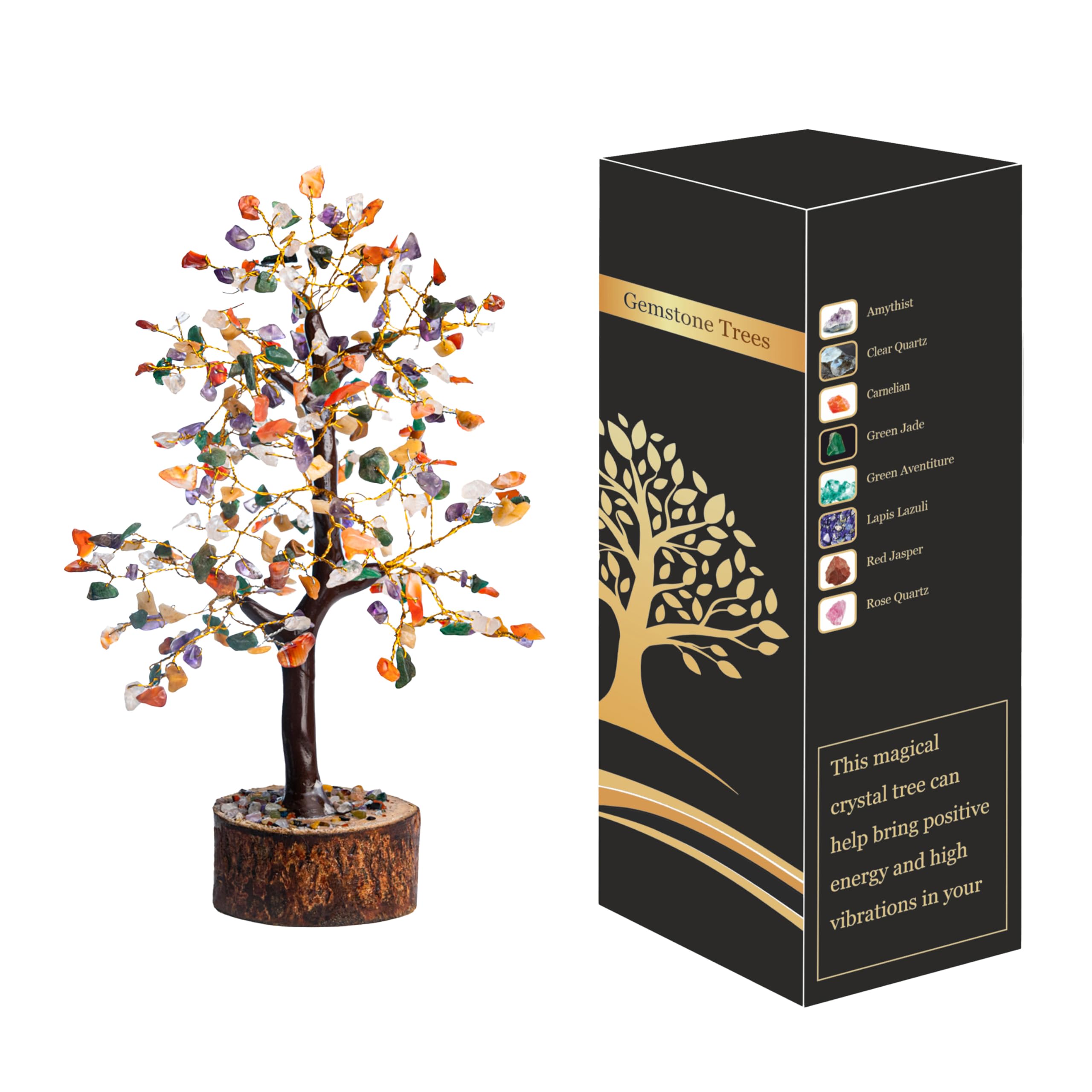 Wonder Care Crystal Tree for Home Decorations and Healing Stones Room Crystal Decor Tree Crystal Gifts Gem Tree [Multi Crystal 300 Beads : Tree Trunk]