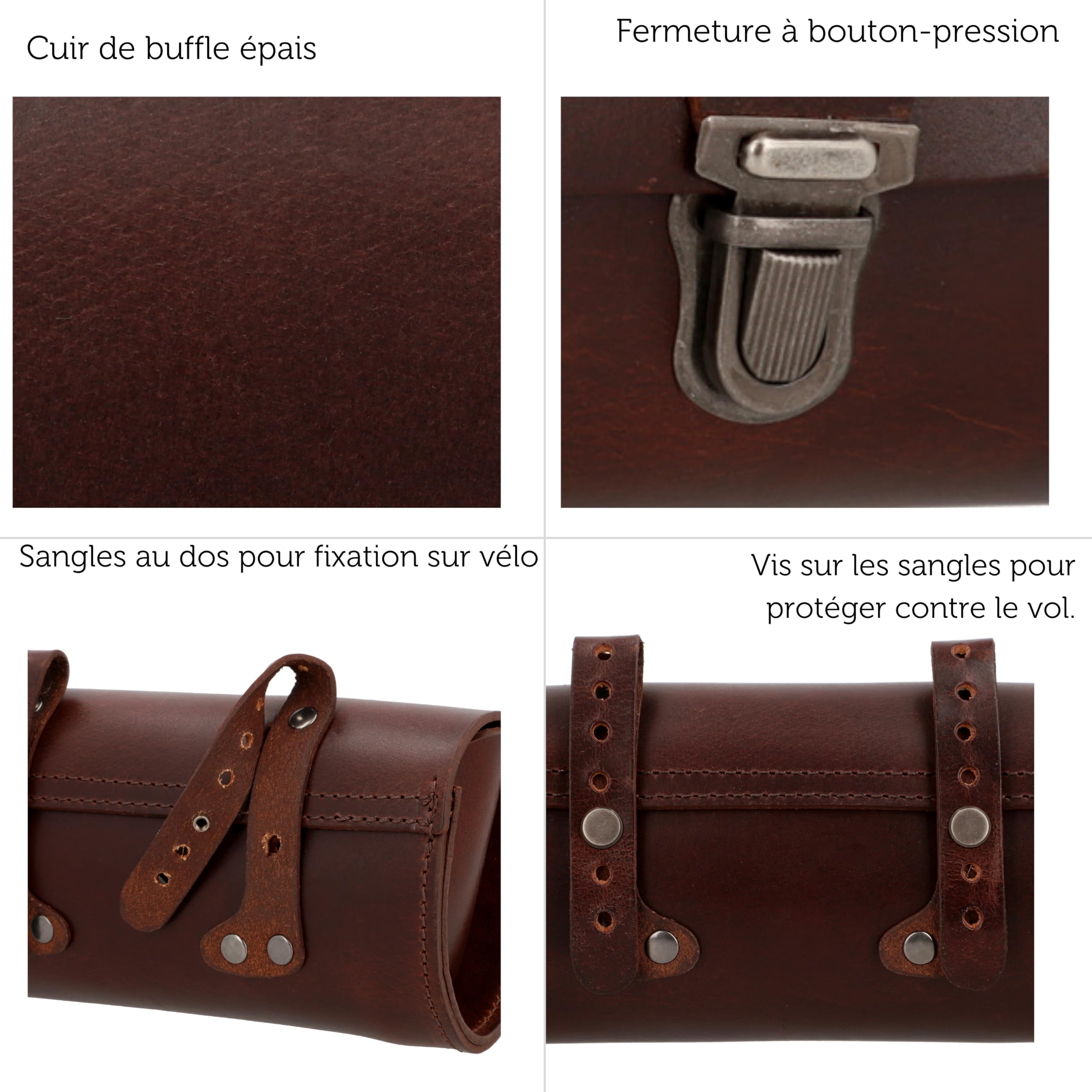 Gusti Sac pour vélo - Raymond P. Sac pour Selle Vintage pour Brooks Selles Système Anti-vol Marron
