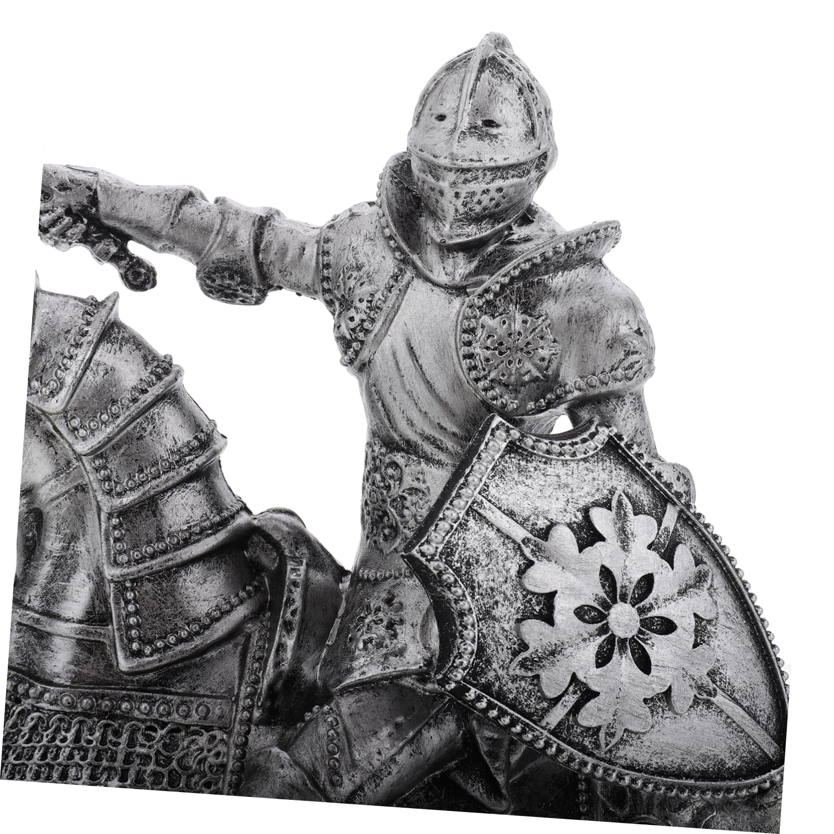 Supvox Silberne Miniatur Ritterfigur aus Kunstharz für Tischdekoration | Vintage Optik mit Feinen Details, Vielseitig Platzierbar für Büro und Zuhause, Kompakte Sammlerstatue