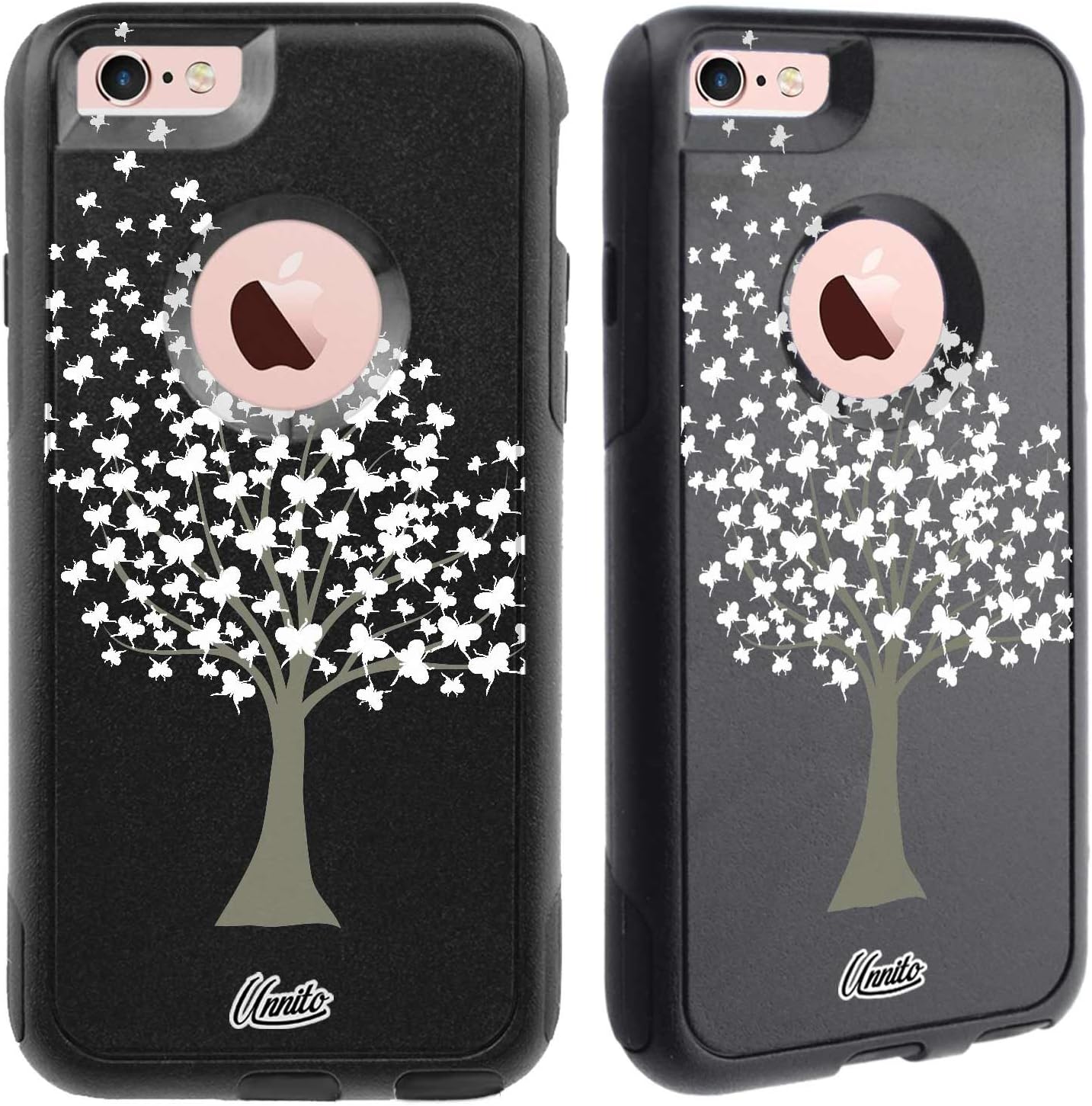 iPhone 6 Case – Hybrid Commuter Case | Slim Cover with Hard Shell Design and Soft Inner Layer Compatible with iPhone 6S Black Case - Butterfly Tree