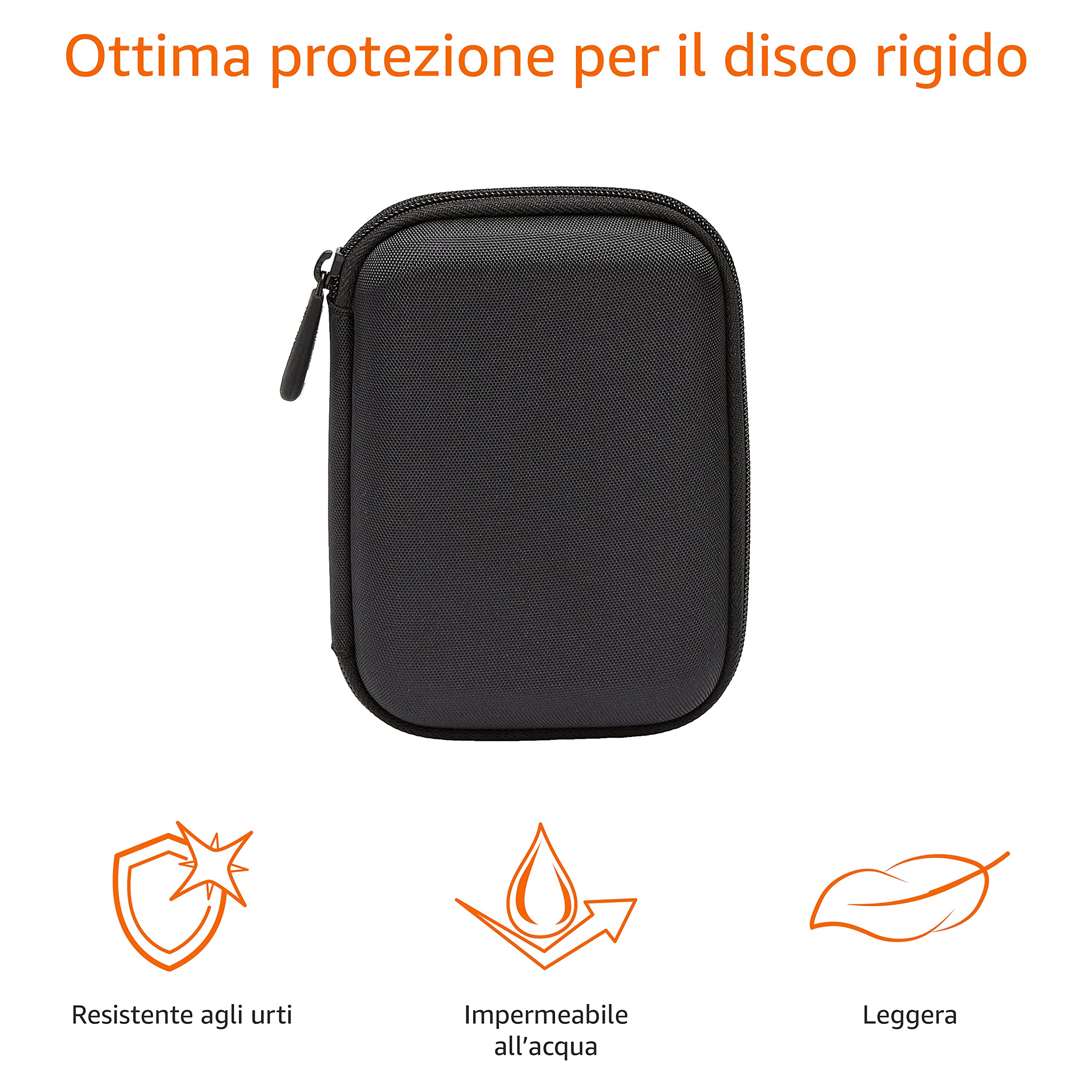 Amazon Basics Custodia per Hard Drive esterno, 14.73 x 3.05 x 10.67 cm, Nero