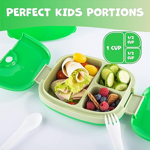 Miniatura 4 de Umami Lonchera Bento todo en 1 para niños, paquete de hielo y utensilios incluidos, 100% a prueba de fugas y sin BPA, lonchera favorita de los