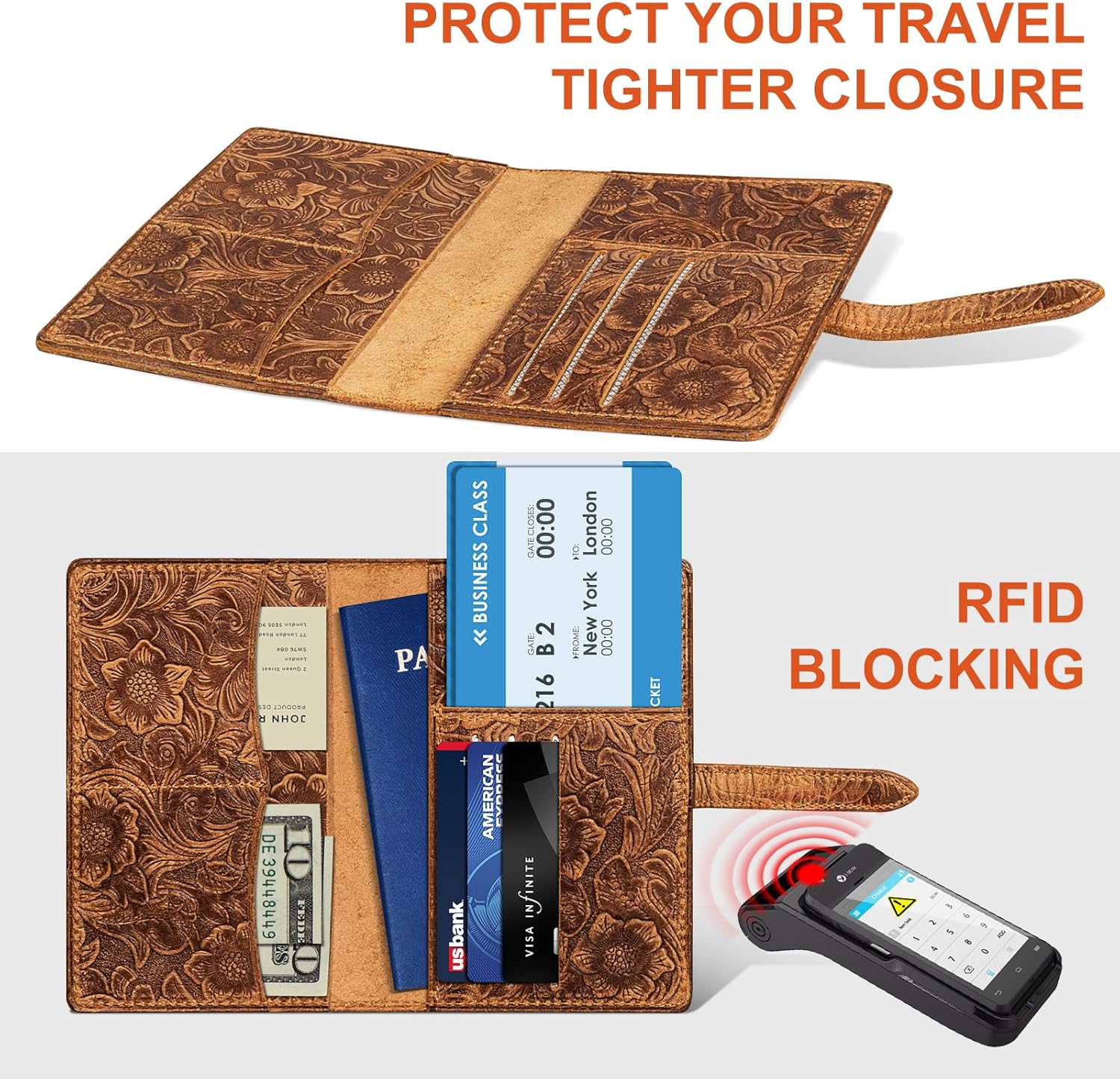 Slim RFID Blocking Leather Passport Holder Travel Bifold Wallet For Men And Women - Image 6